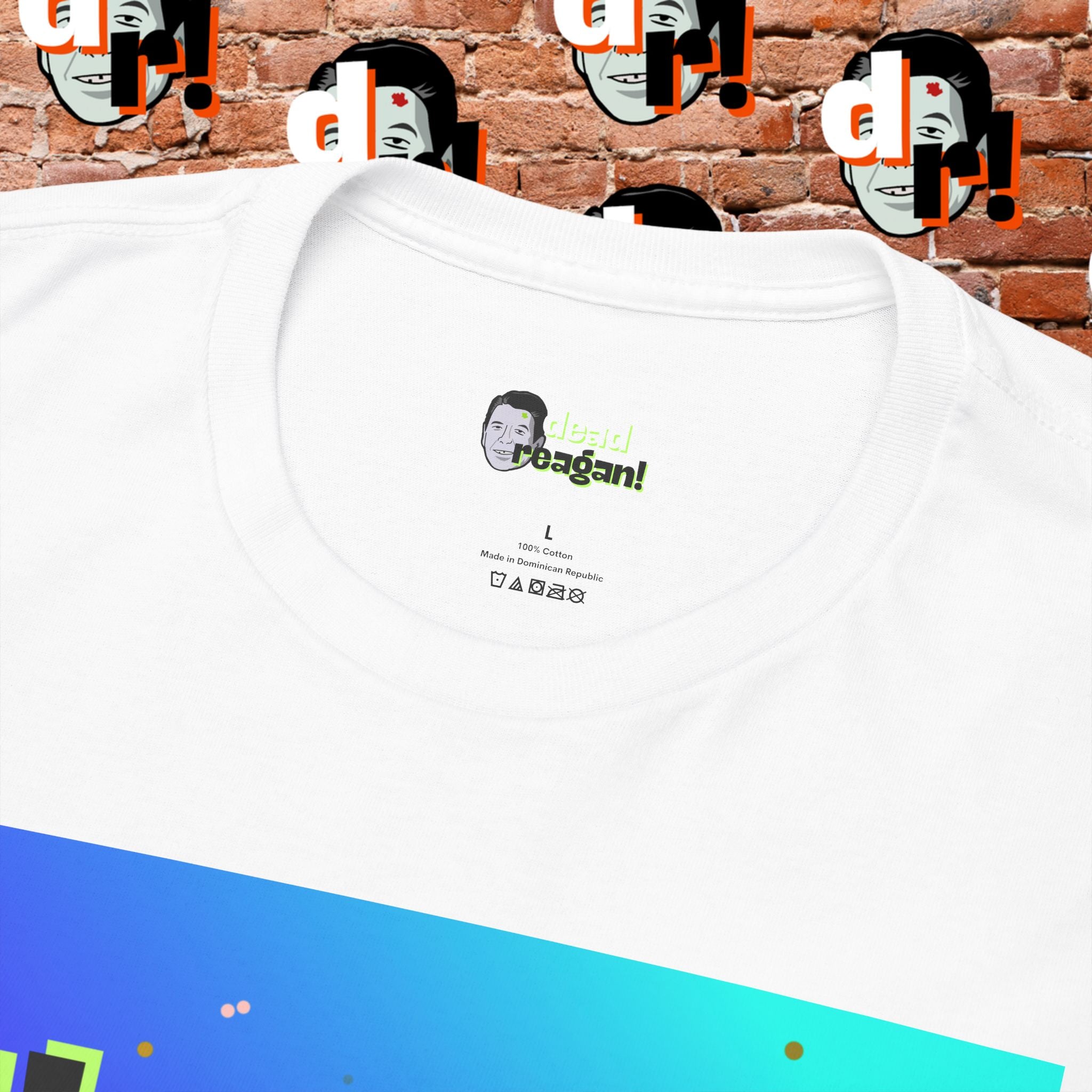 Savage Dead Reagan Graphic Tee Teal and Pink Gradient
