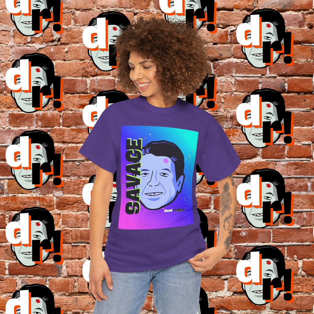 Savage Dead Reagan Graphic Tee Teal and Pink Gradient
