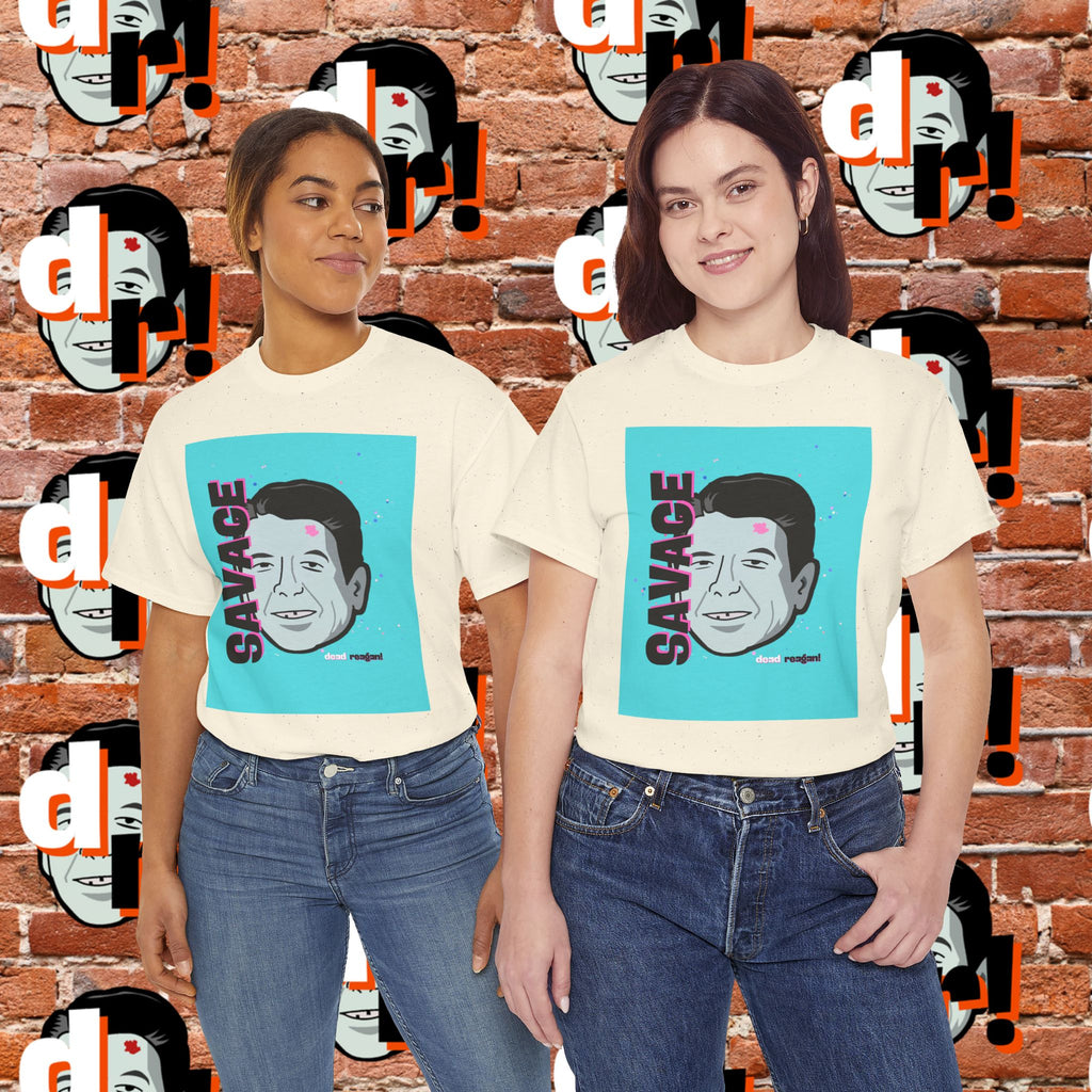Savage Dead Reagan Graphic Tee Teal and Pink