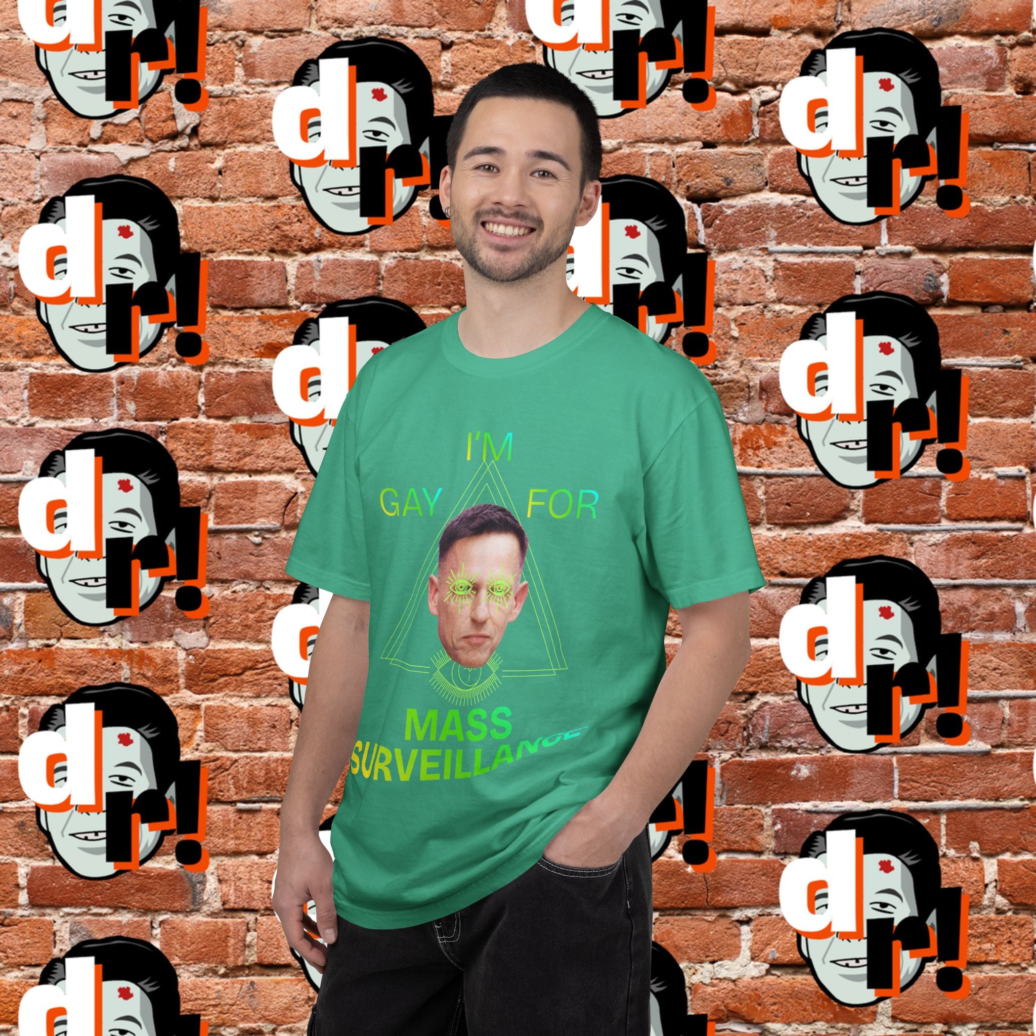 Gay for Mass Surveillance (Lime) Cotton T- Shirt