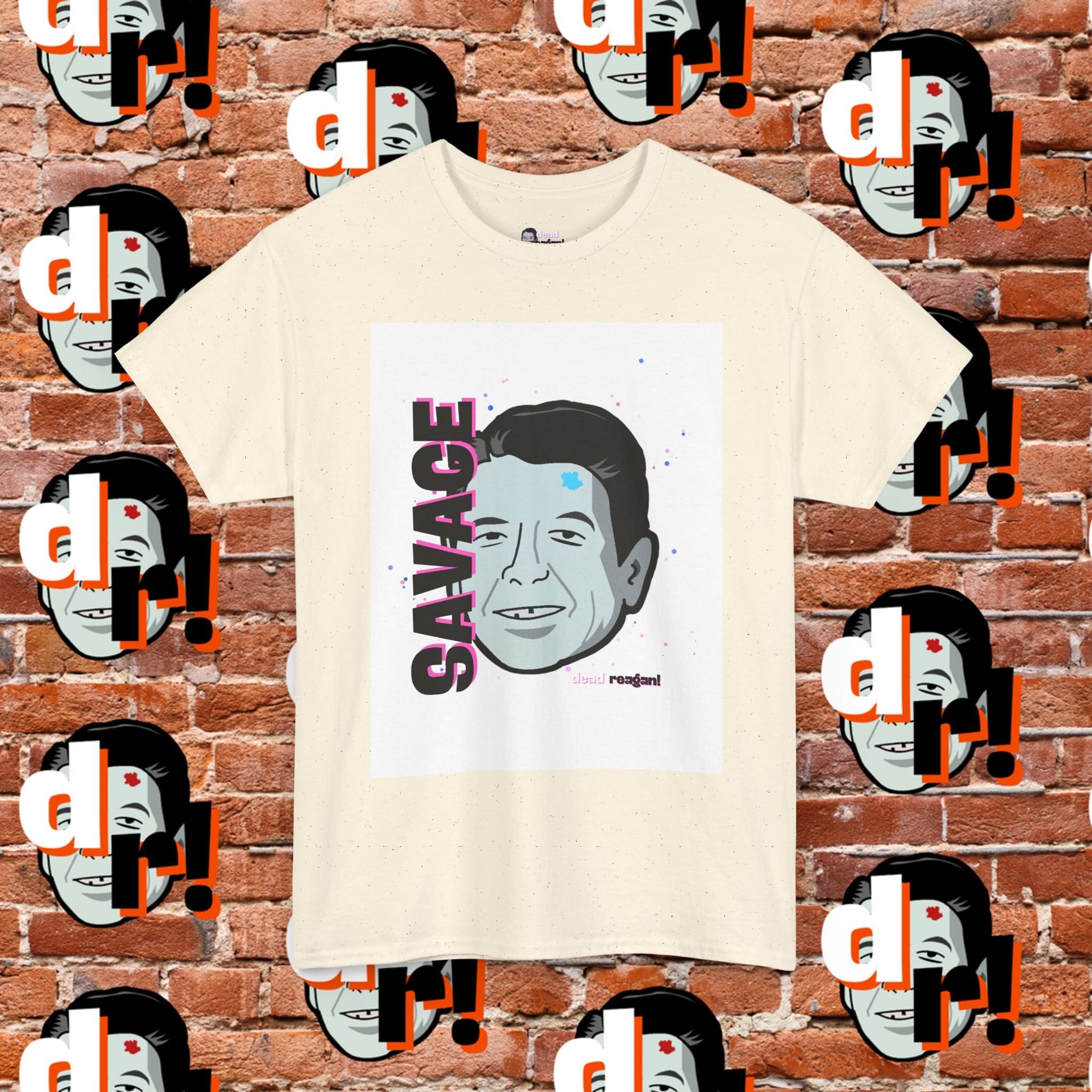 Savage Dead Reagan Graphic Tee White Pink