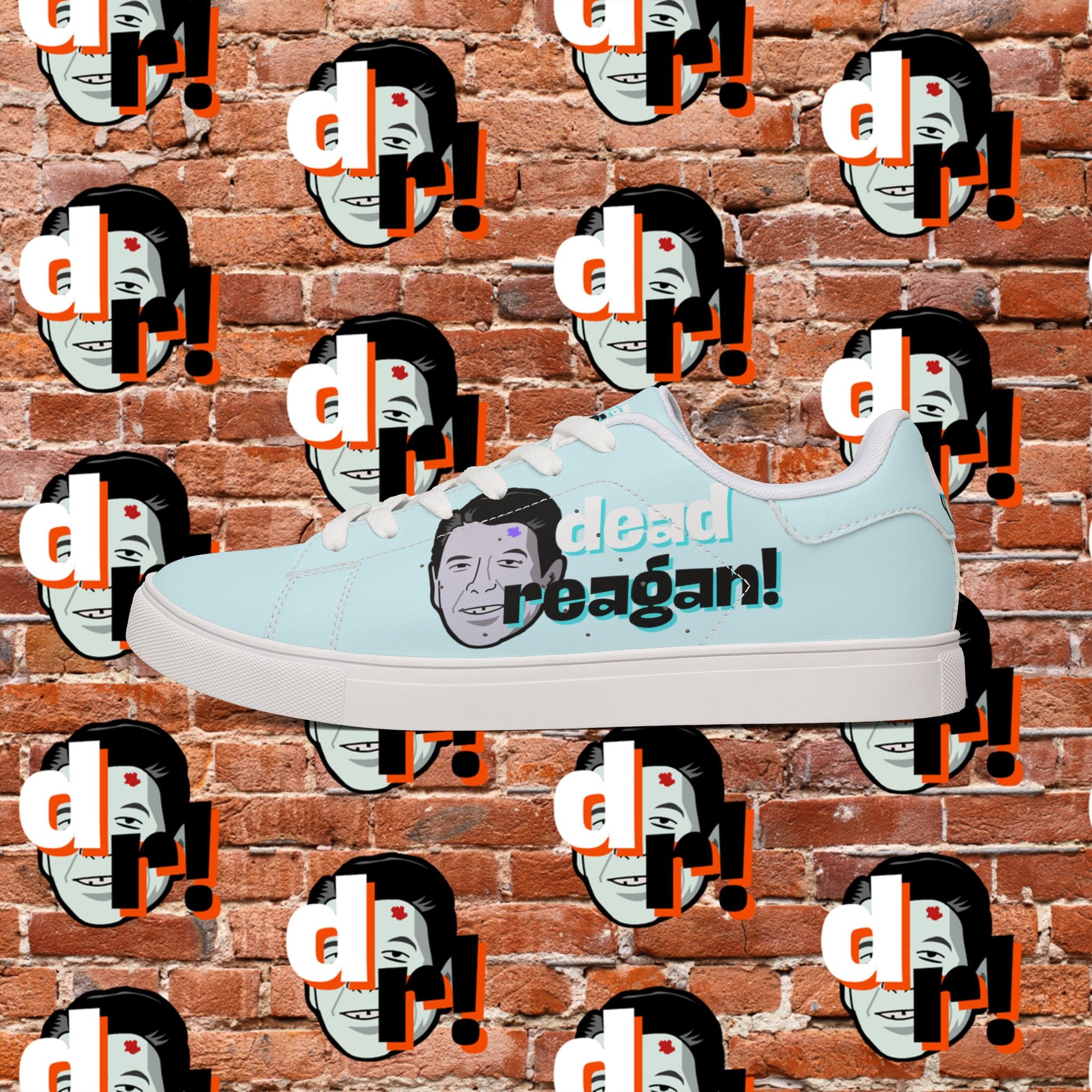 Dead Reagan (Teal/Sky) Men's Low-Top Pleather Sneakers
