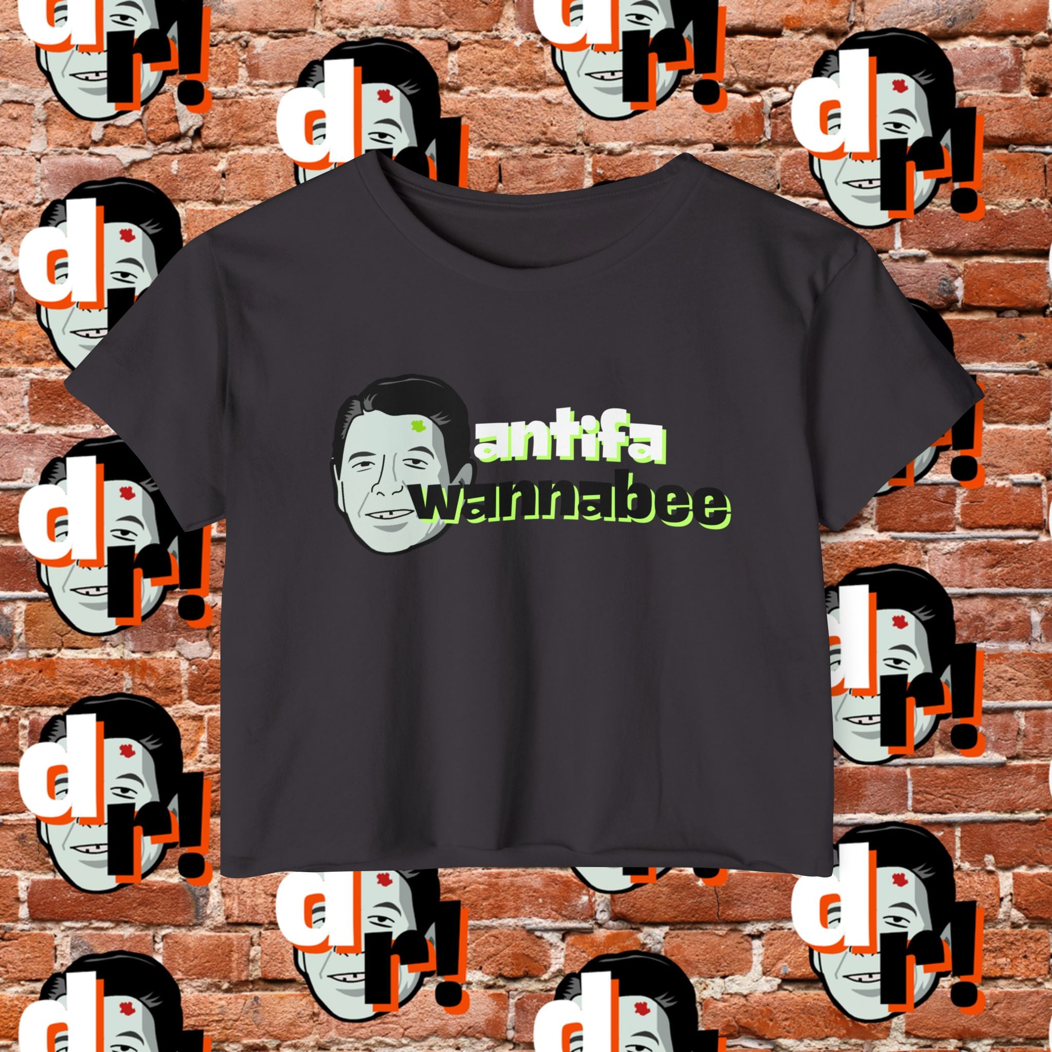 Antifa Wannabe Festival Crop Top (Lime Letter)
