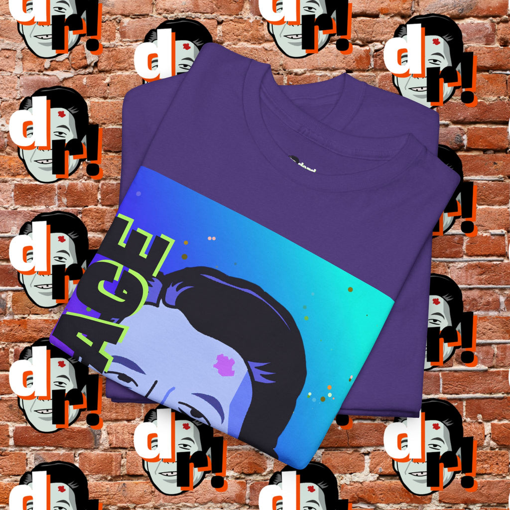 Savage Dead Reagan Graphic Tee Teal and Pink Gradient