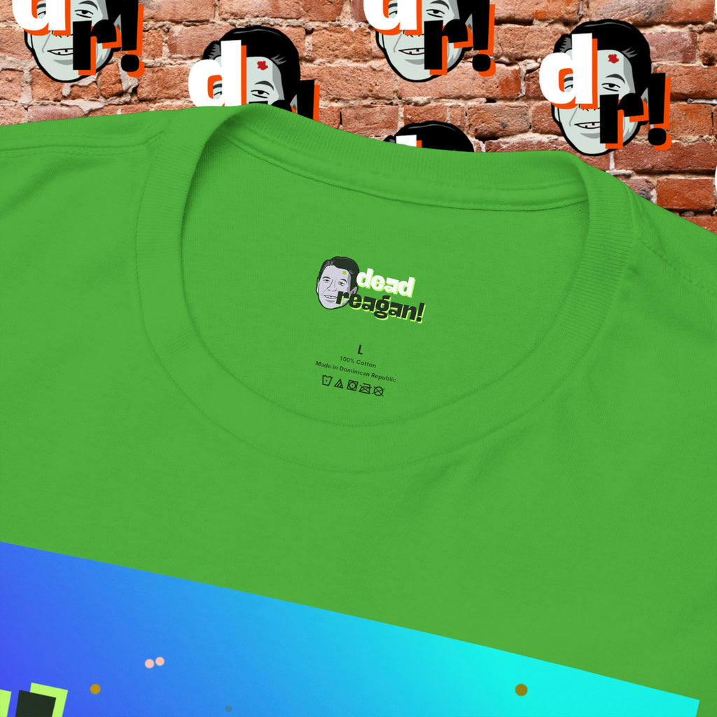 Savage Dead Reagan Graphic Tee Teal and Pink Gradient