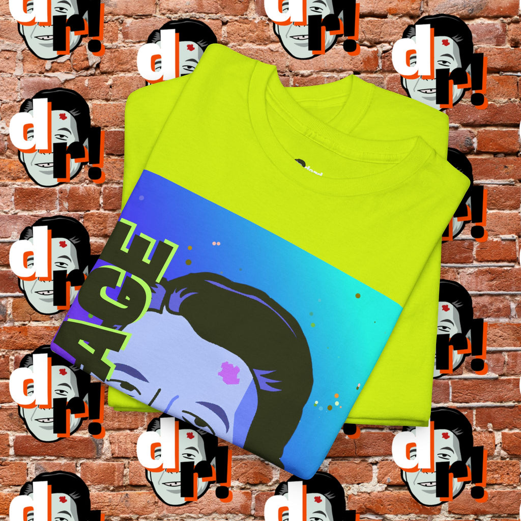 Savage Dead Reagan Graphic Tee Teal and Pink Gradient