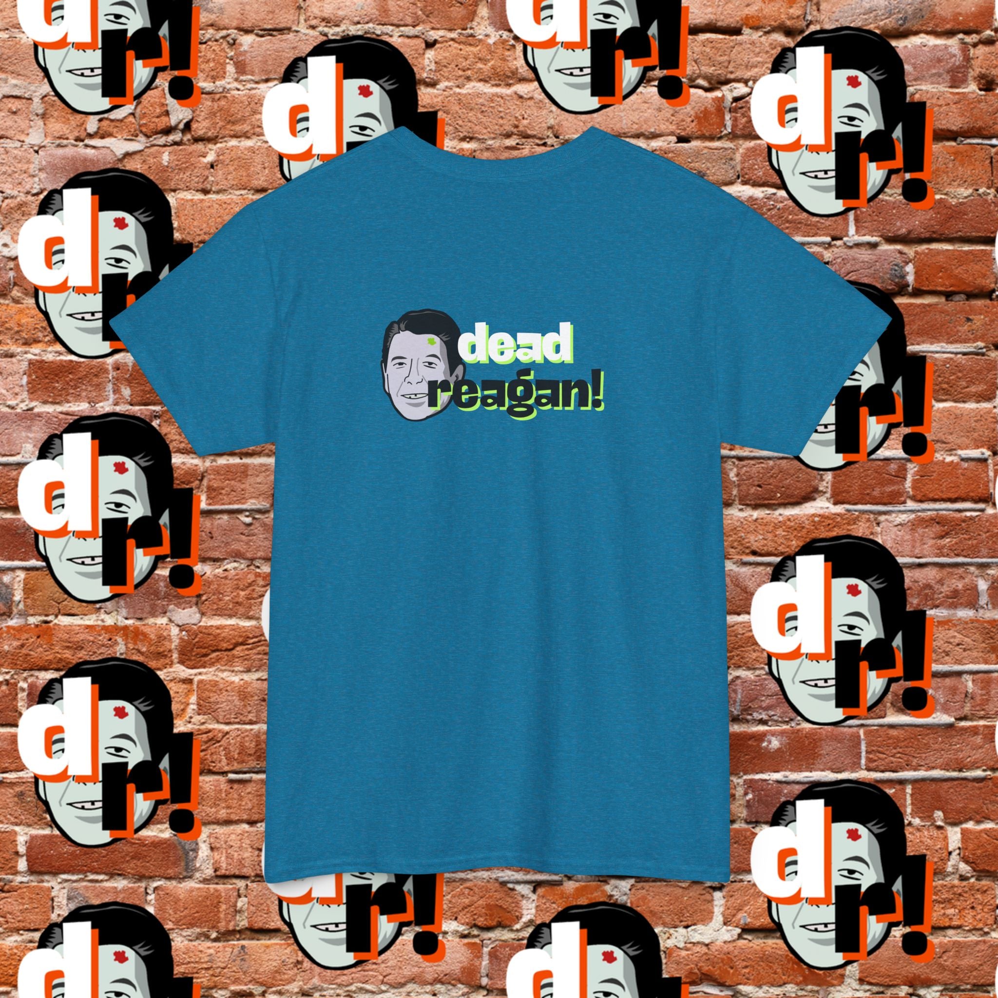 Savage Dead Reagan Graphic Tee Teal and Pink Gradient