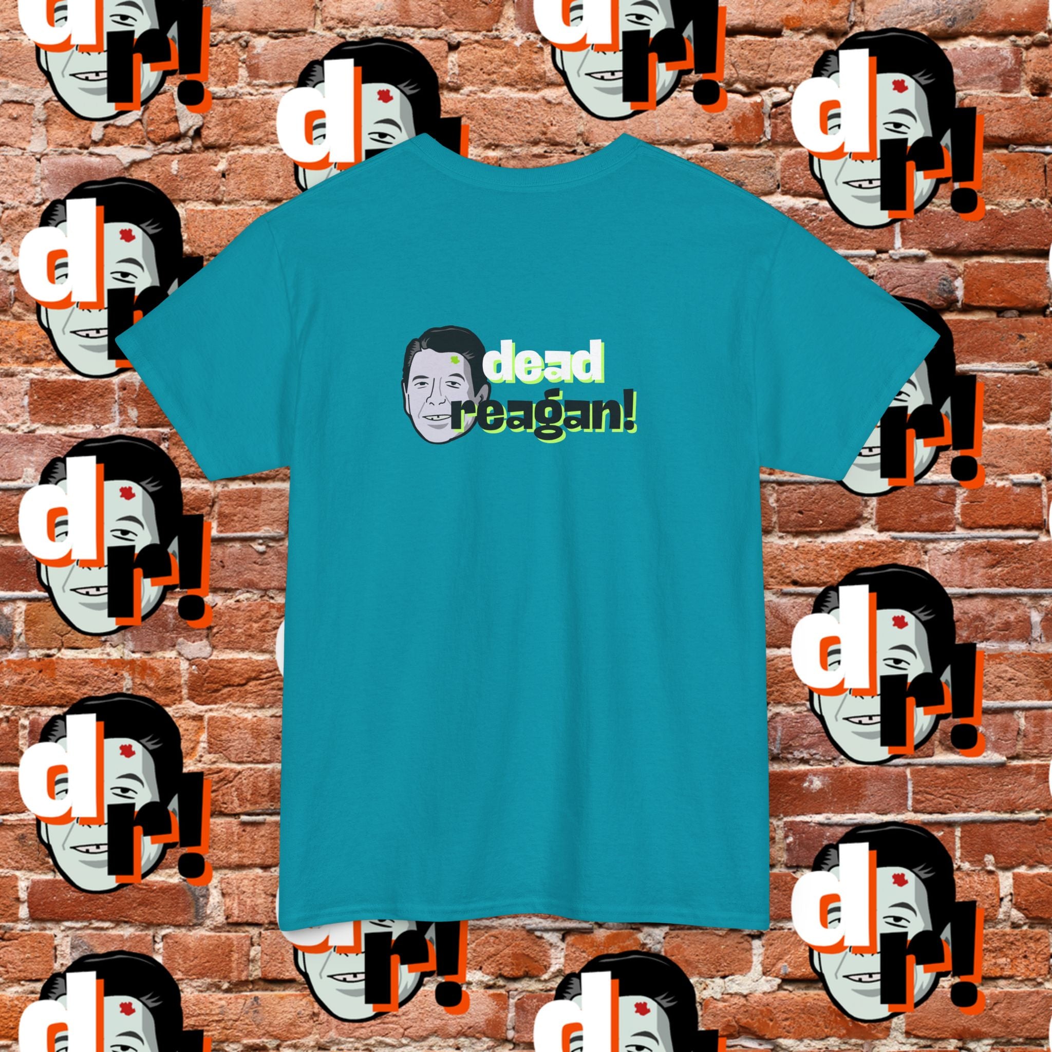 Savage Dead Reagan Graphic Tee Teal and Pink Gradient