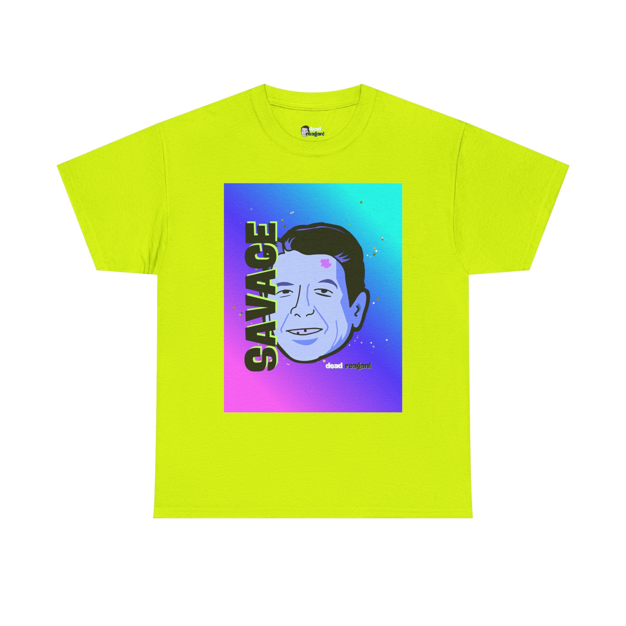 Savage Dead Reagan Graphic Tee Teal and Pink Gradient