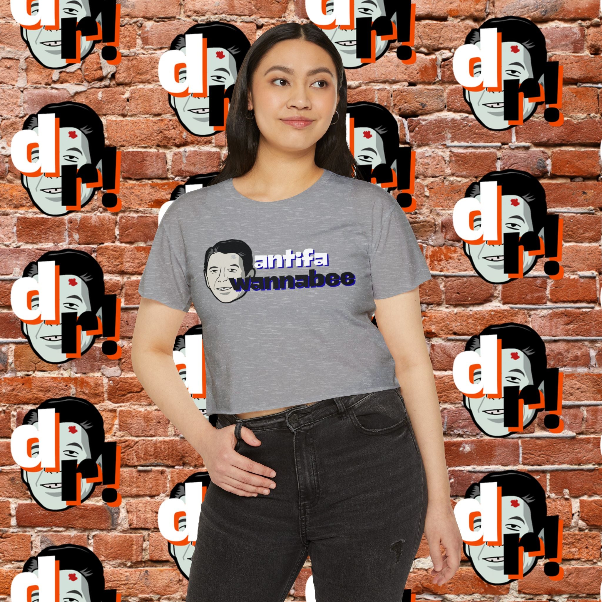 Antifa Wannabee Festival Crop Top (Blue Letter)