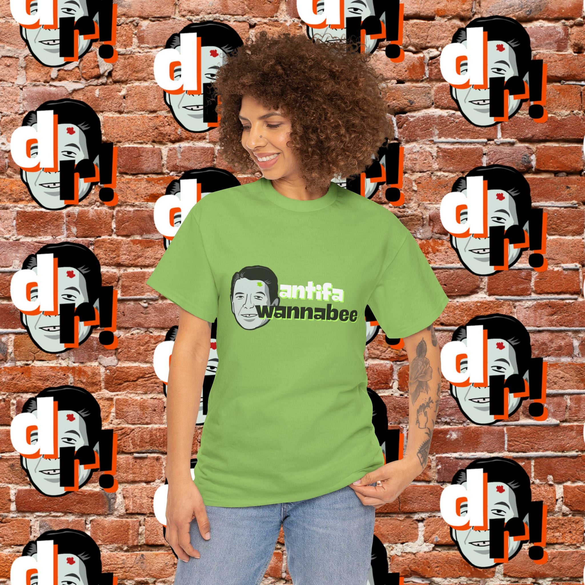 Antifa Wannabe (Lime) Unisex Heavy Cotton Tee