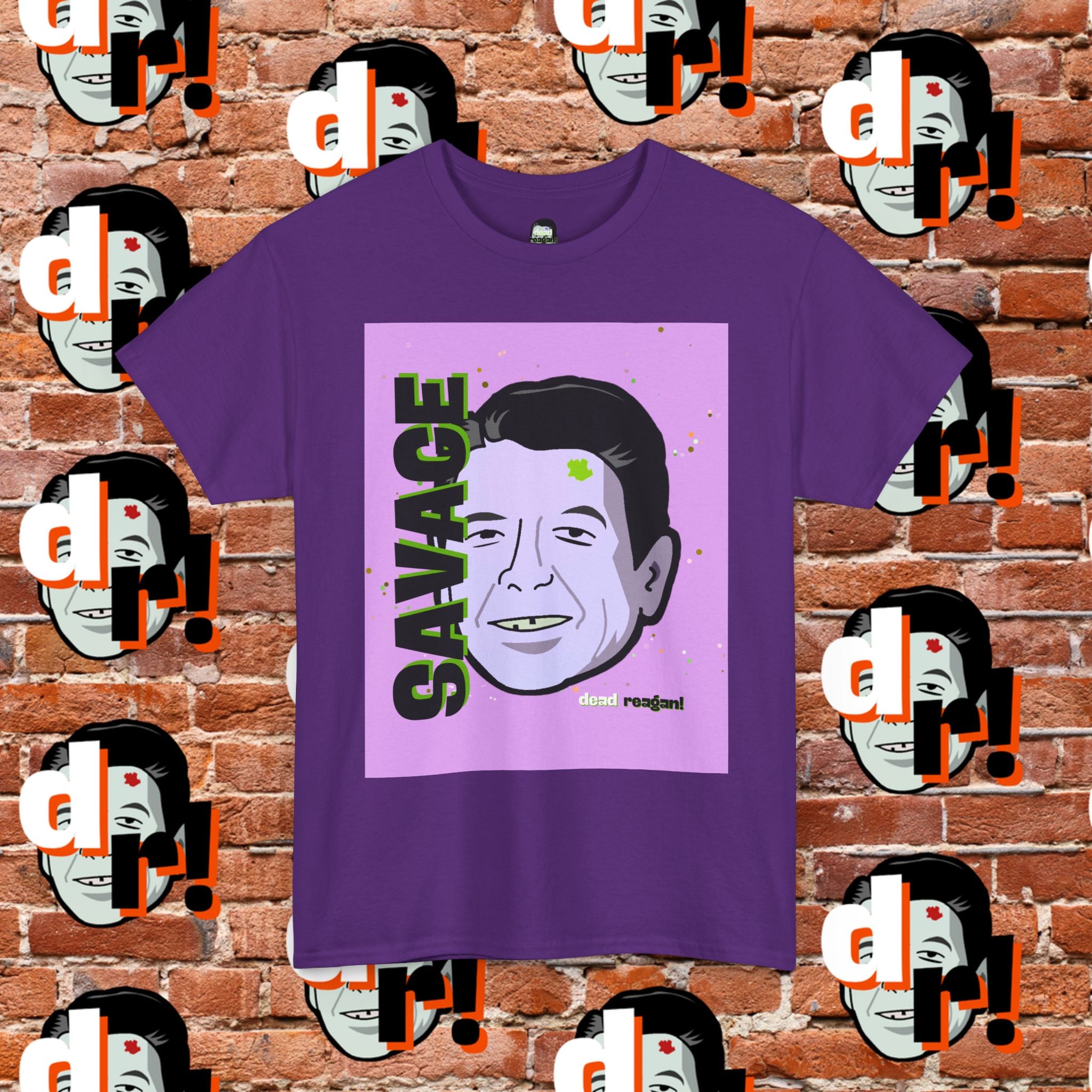 Savage Dead Reagan Graphic Tee Lavender and Lime
