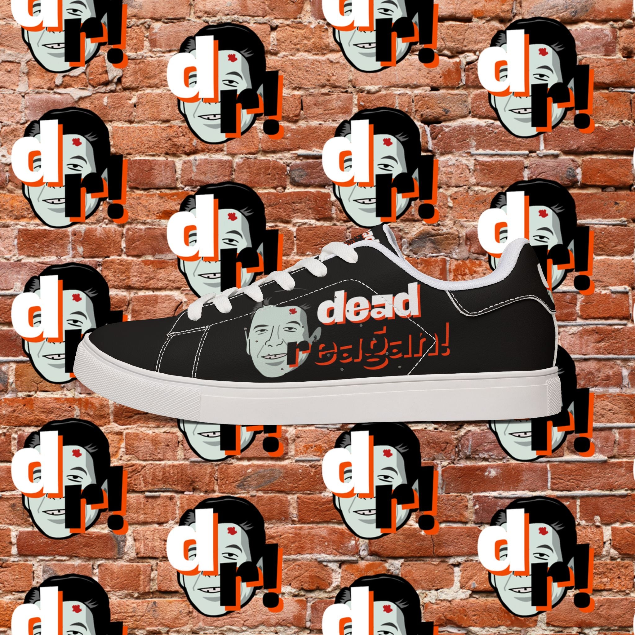 Dead Reagan Men's Low-Top Pleather Sneakers Black