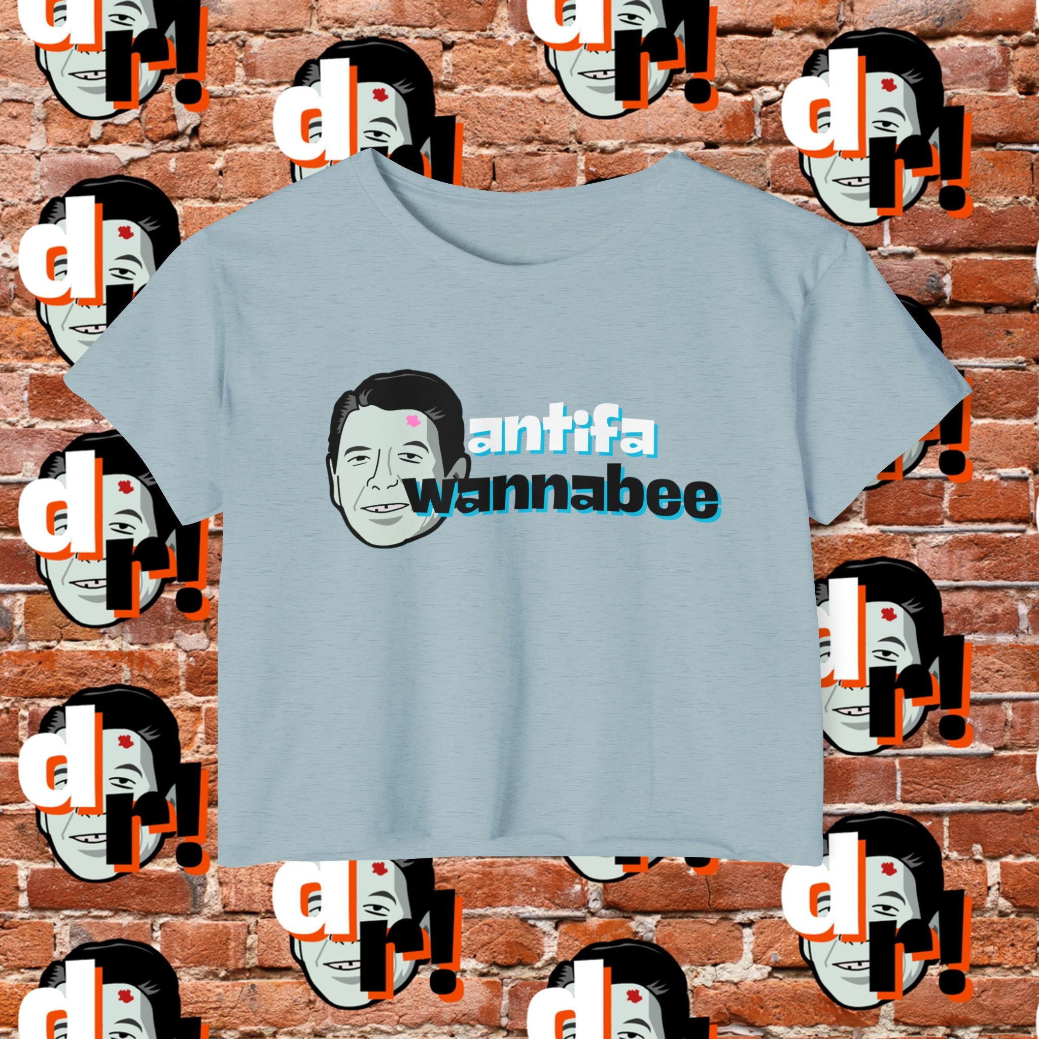 Antifa Wannabe Festival Crop Top (Teal Letter)