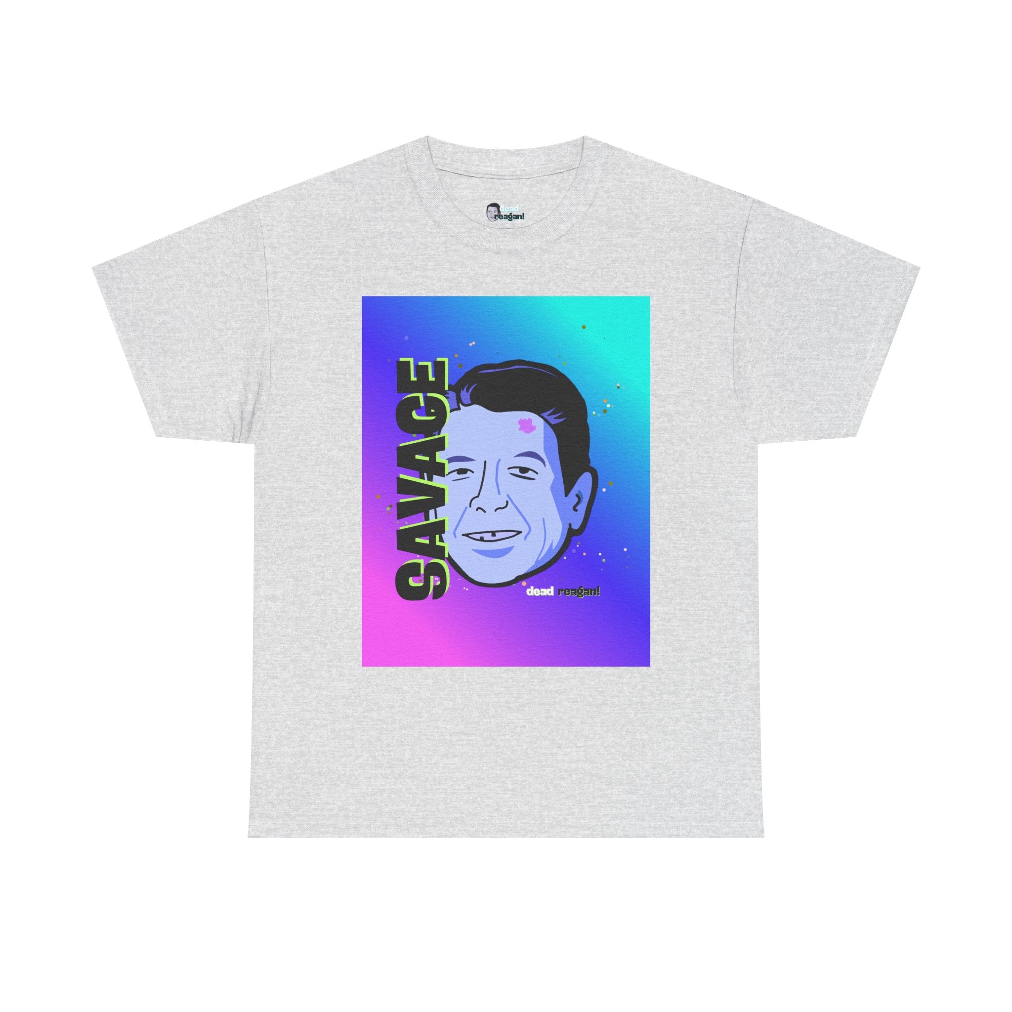 Savage Dead Reagan Graphic Tee Teal and Pink Gradient
