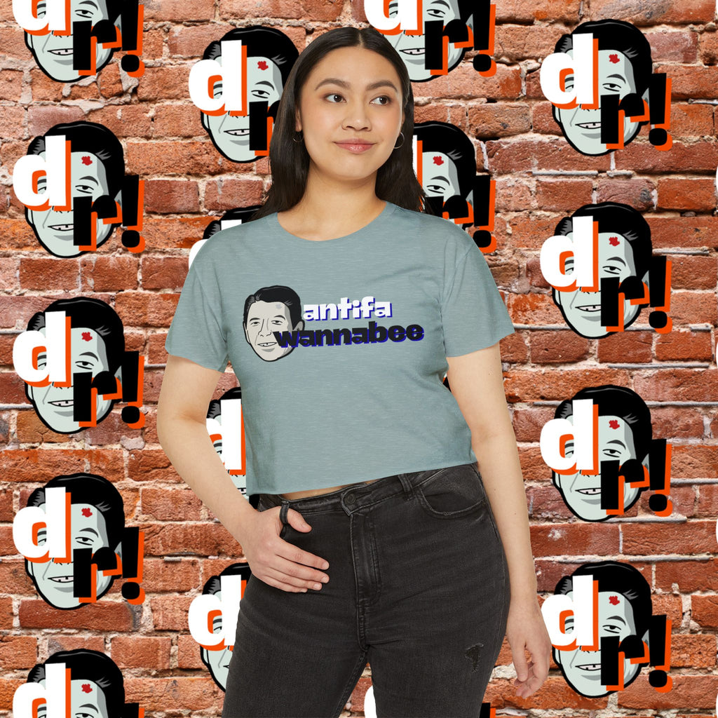 Antifa Wannabee Festival Crop Top (Blue Letter)