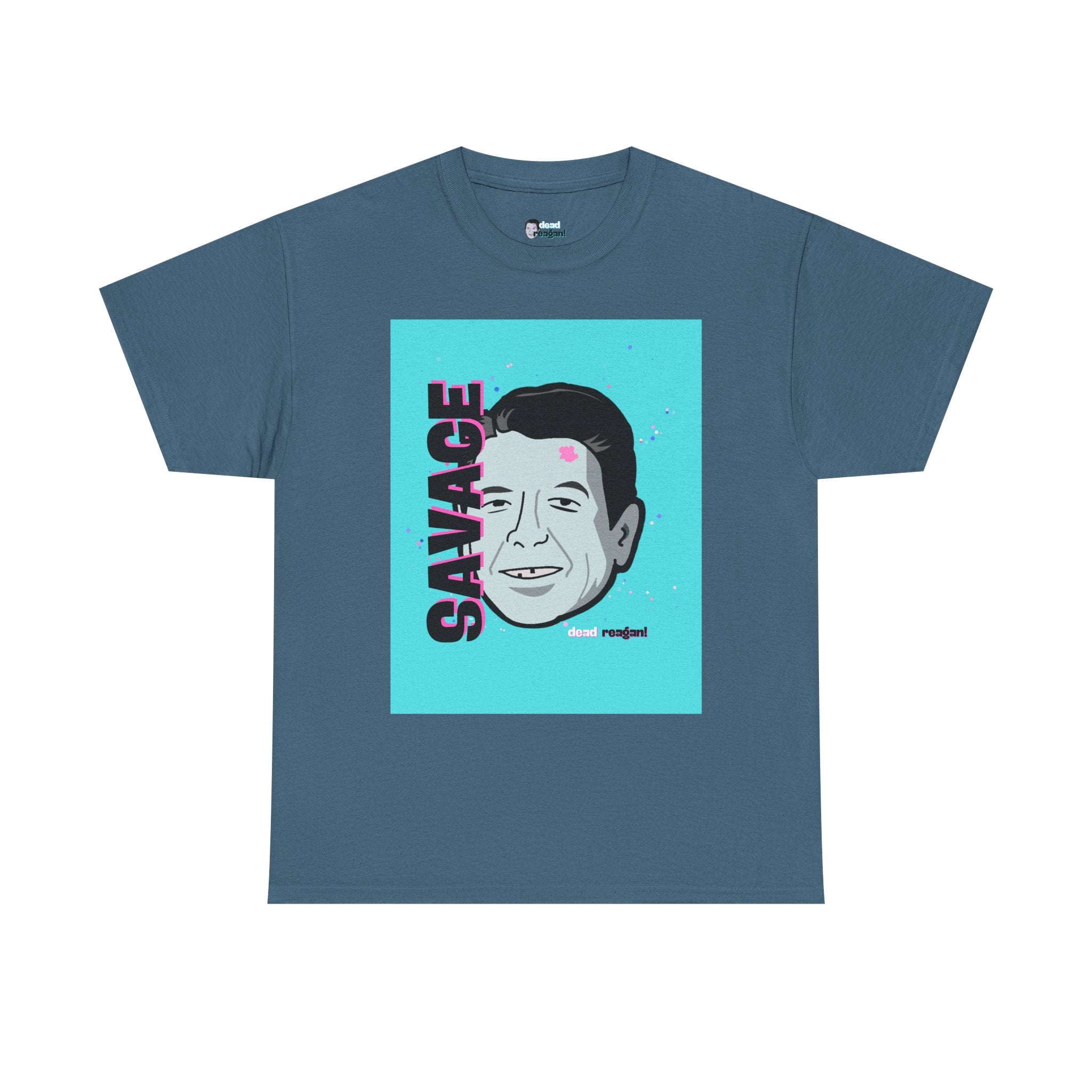 Savage Dead Reagan Graphic Tee Teal and Pink