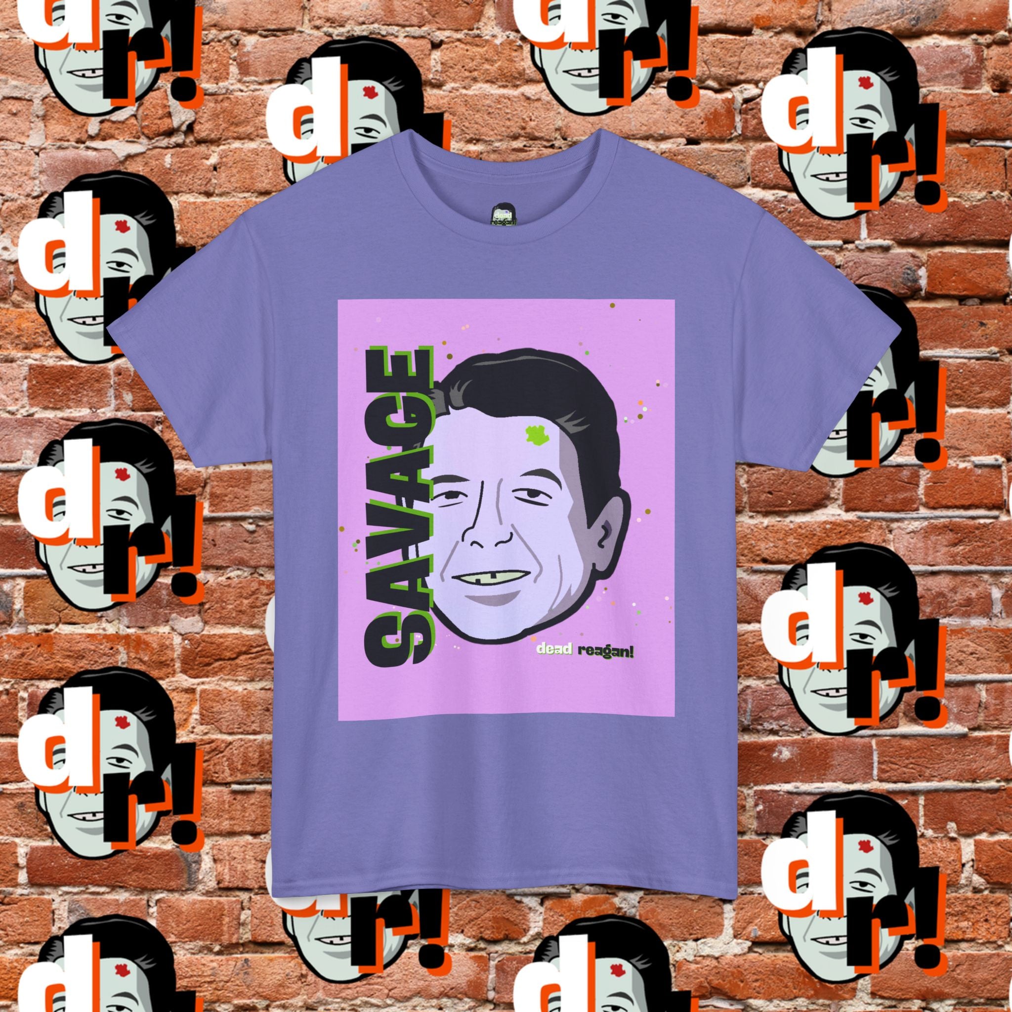 Savage Dead Reagan Graphic Tee Lavender and Lime