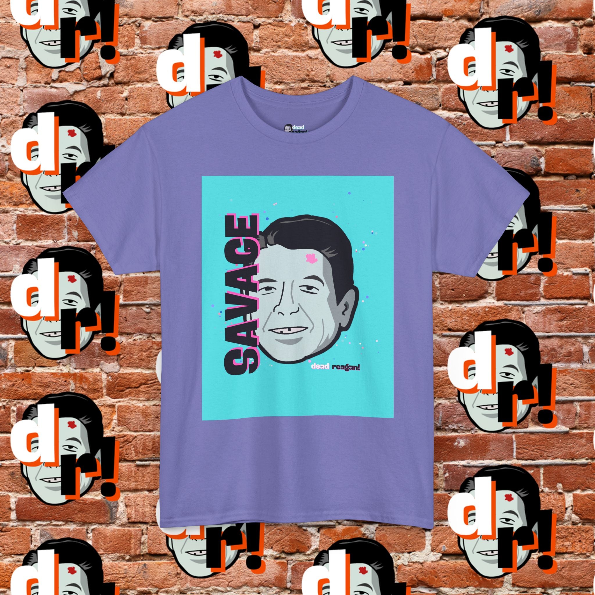 Savage Dead Reagan Graphic Tee Teal and Pink
