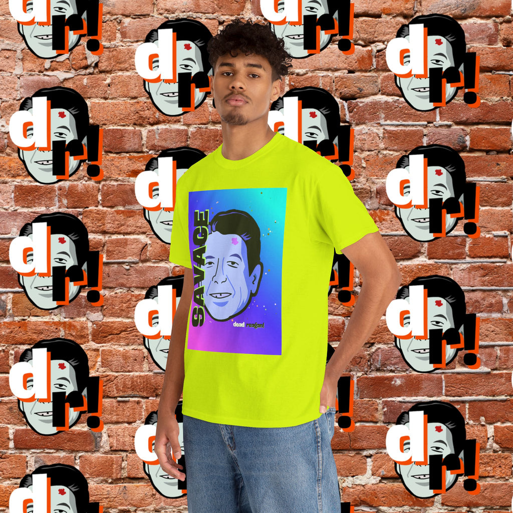 Savage Dead Reagan Graphic Tee Teal and Pink Gradient