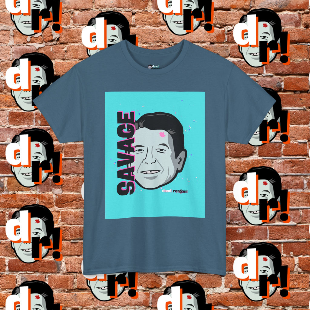Savage Dead Reagan Graphic Tee Teal and Pink