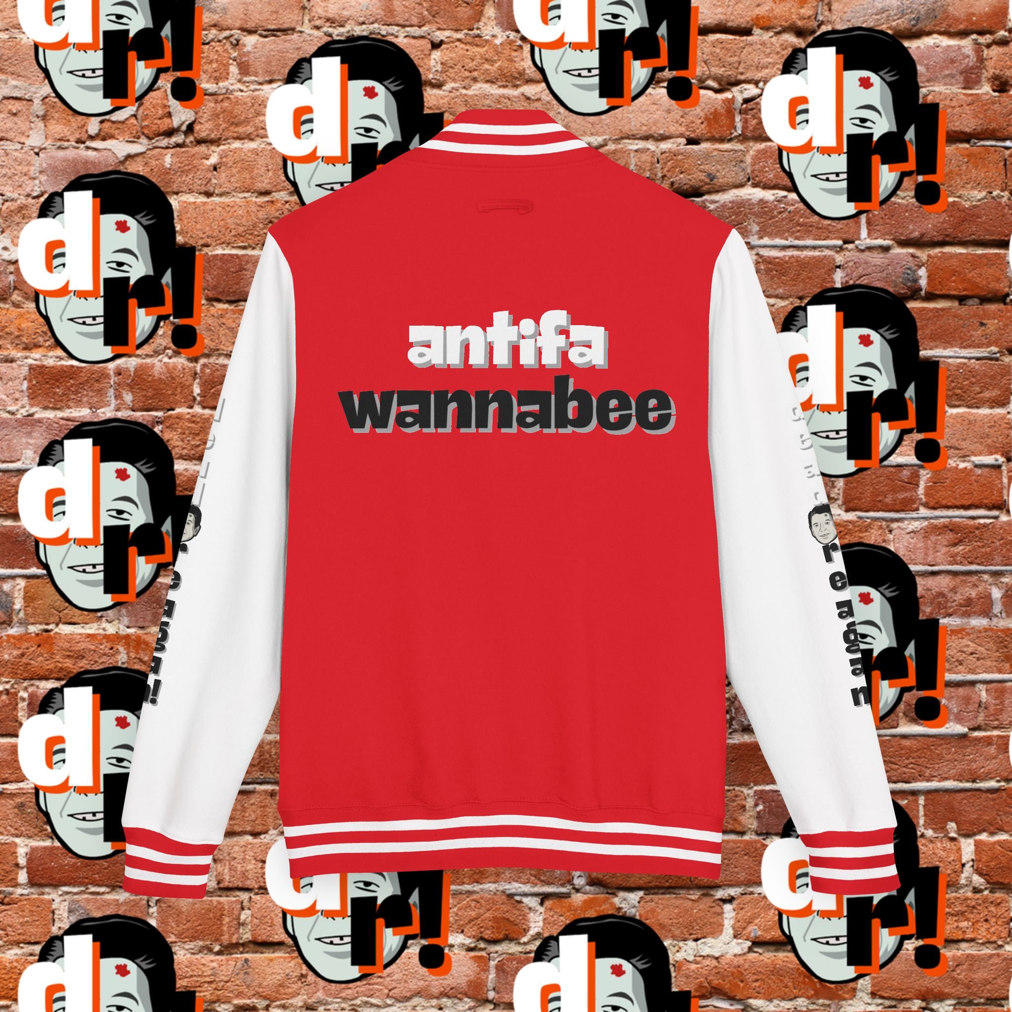 Antifa Wannabee Graphic Varsity Jacket