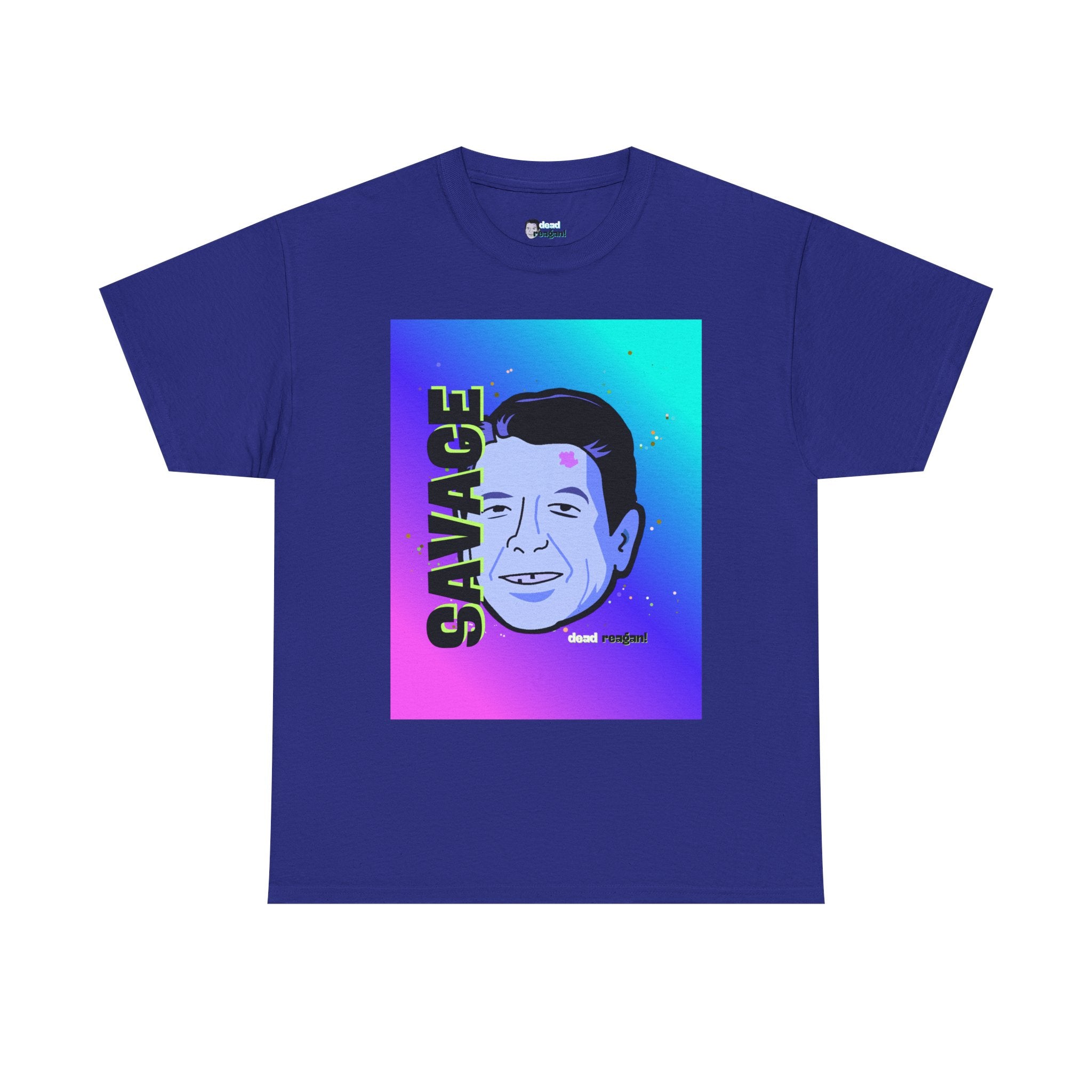 Savage Dead Reagan Graphic Tee Teal and Pink Gradient