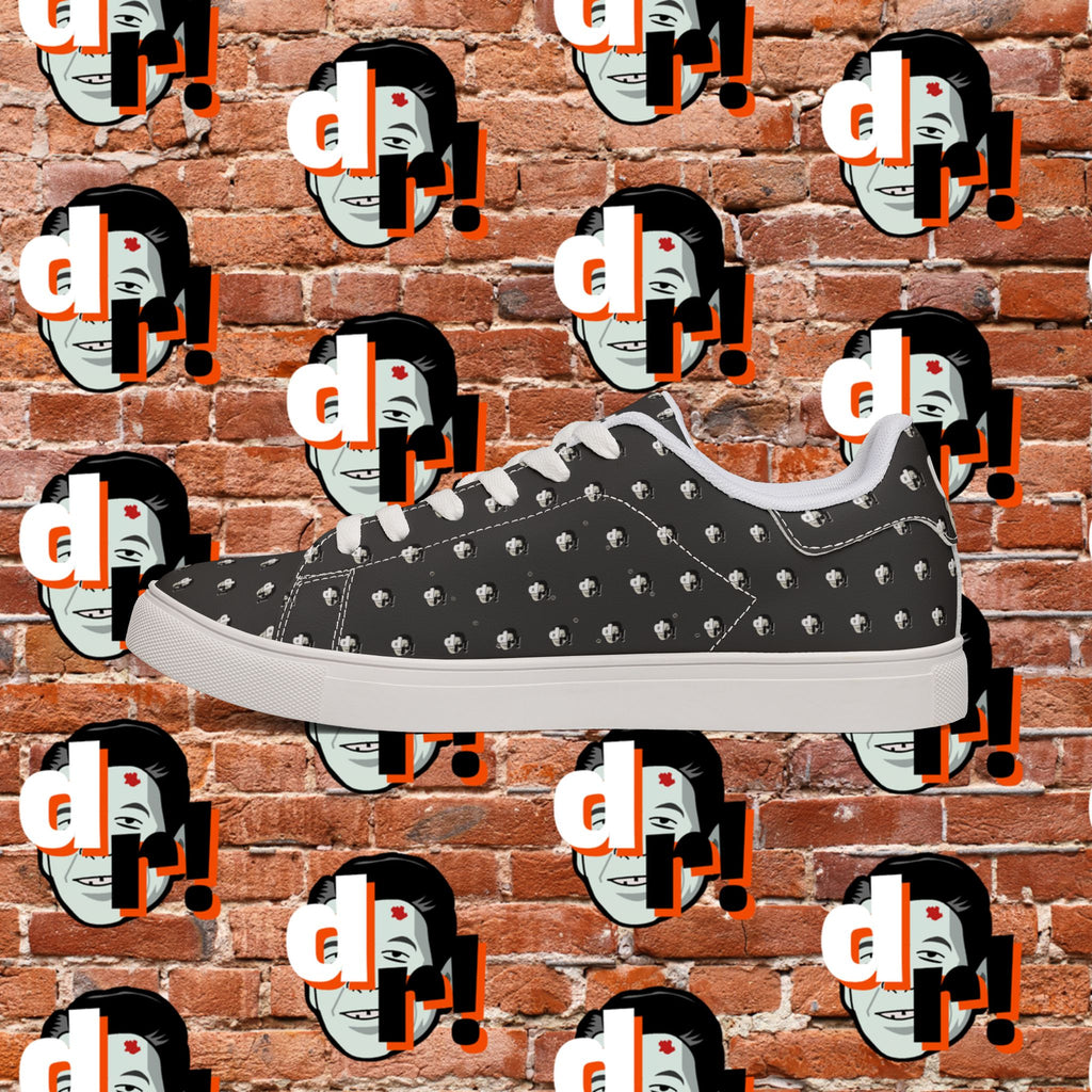 Dead Reagan Monogram All Over (Mono Dark) Men's Low-Top Pleather Sneakers