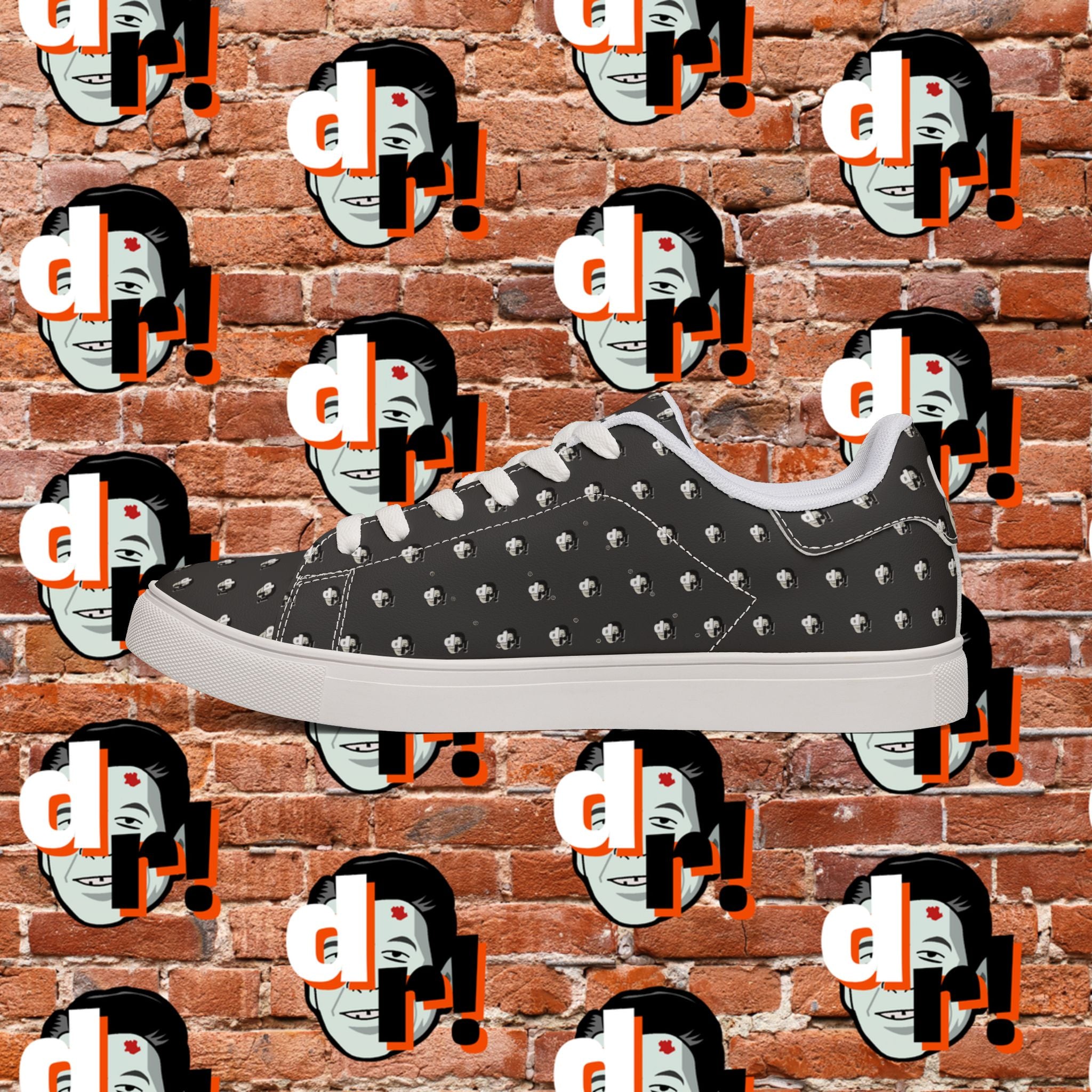 Dead Reagan Monogram All Over (Mono Dark) Men's Low-Top Pleather Sneakers