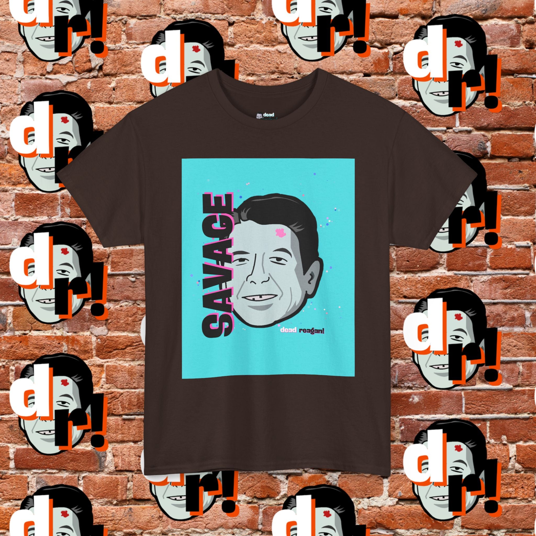 Savage Dead Reagan Graphic Tee Teal and Pink