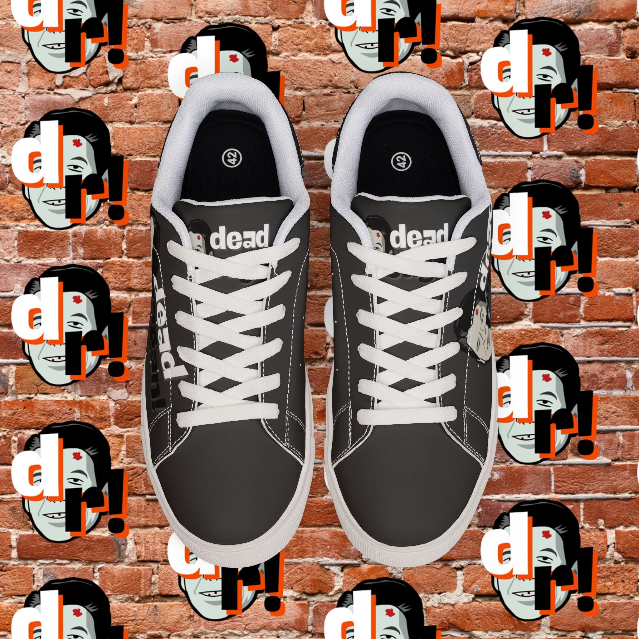 Dead Reagan (Mono Dark) Men's Low-Top Pleather Sneakers