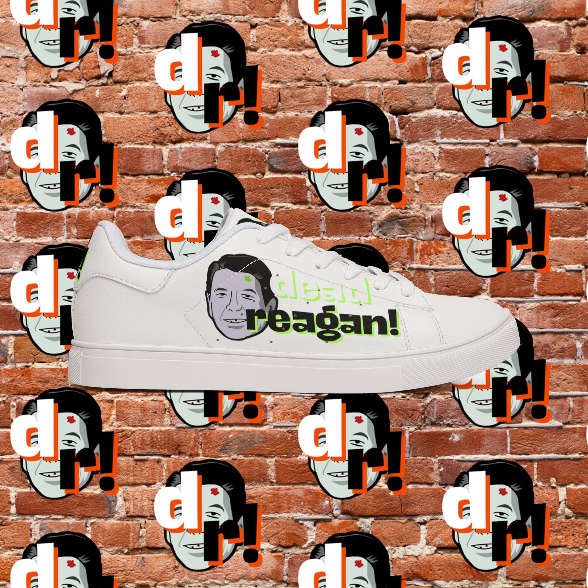Dead Reagan (Lime) Men's Low-Top Pleather Sneakers