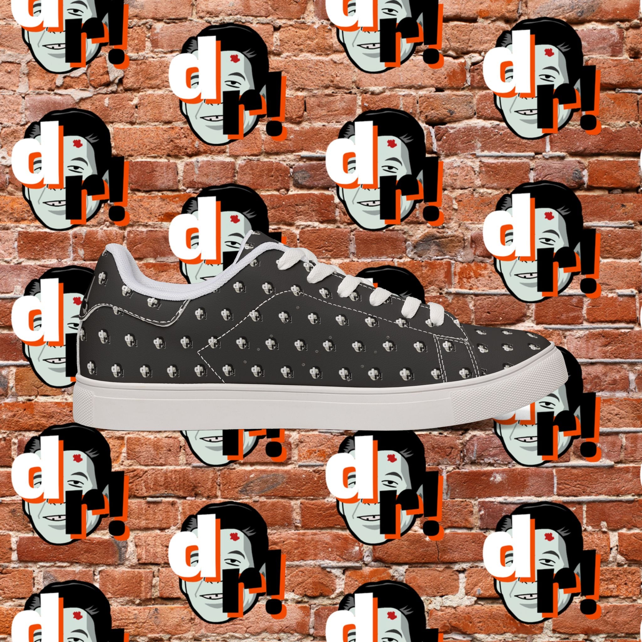 Dead Reagan Monogram All Over (Mono Dark) Men's Low-Top Pleather Sneakers