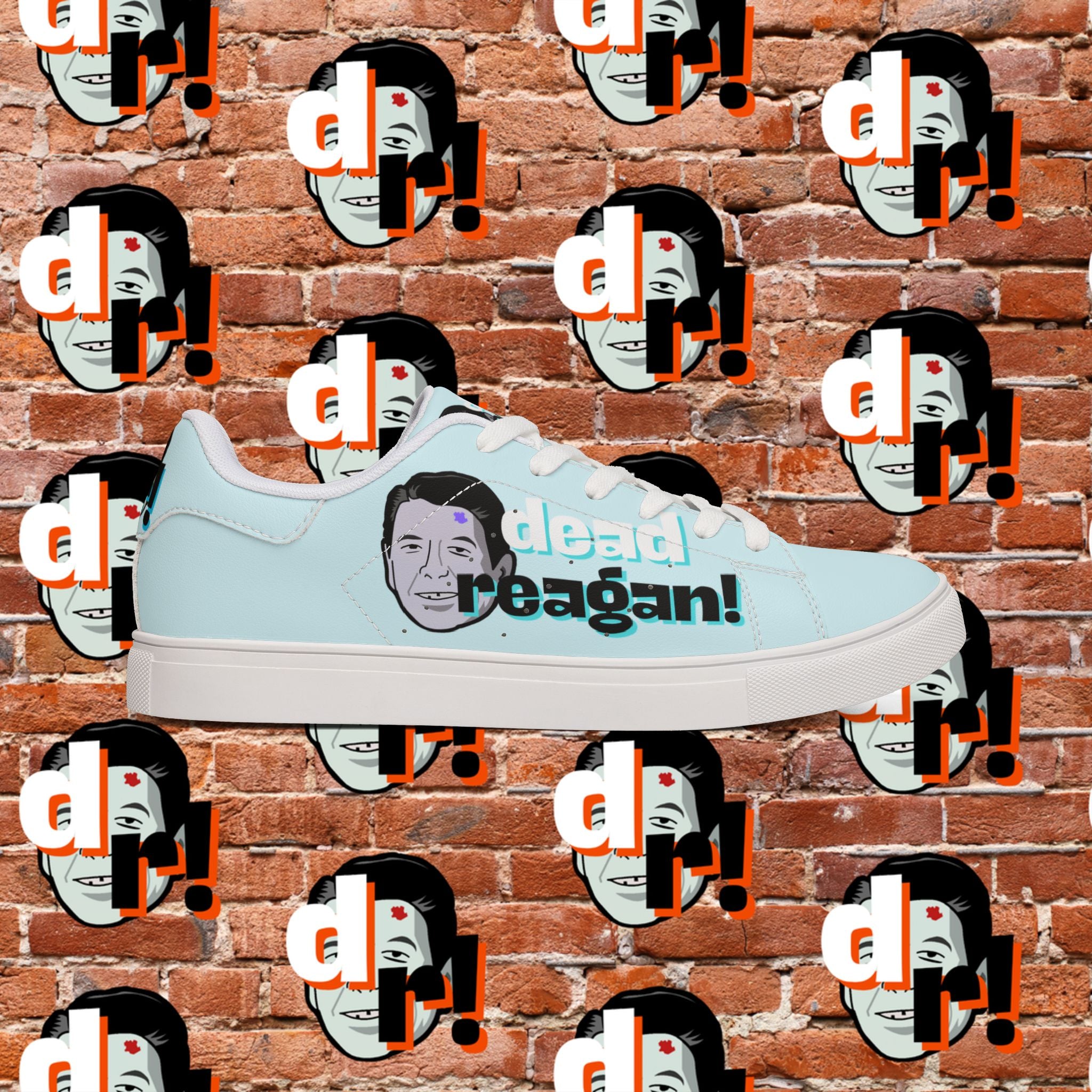 Dead Reagan (Teal/Sky) Men's Low-Top Pleather Sneakers