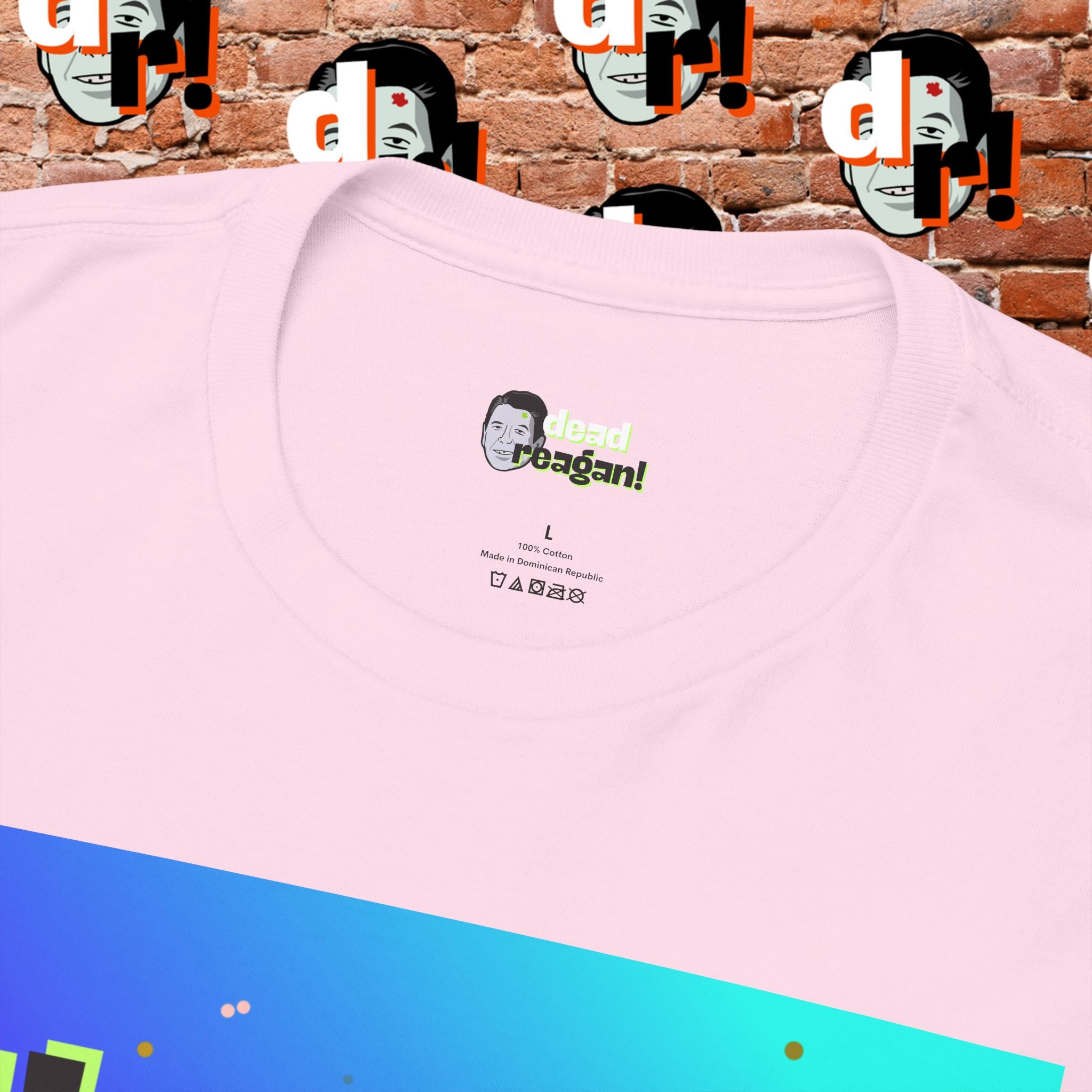 Savage Dead Reagan Graphic Tee Teal and Pink Gradient