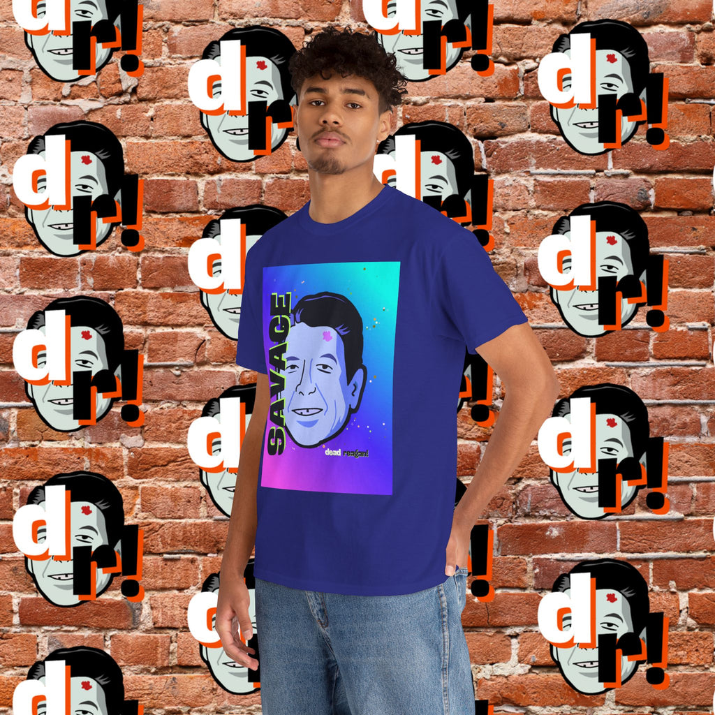 Savage Dead Reagan Graphic Tee Teal and Pink Gradient