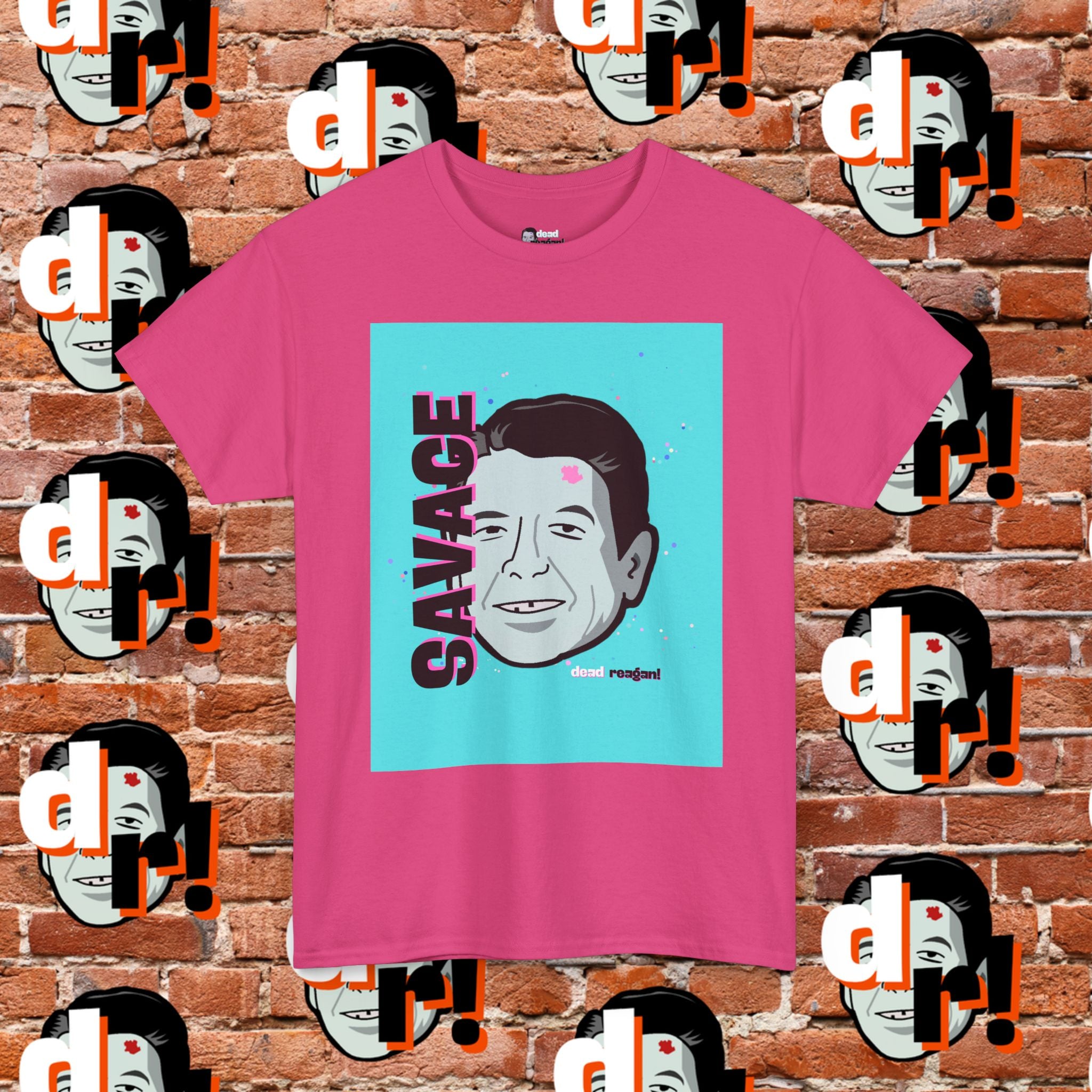 Savage Dead Reagan Graphic Tee Teal and Pink