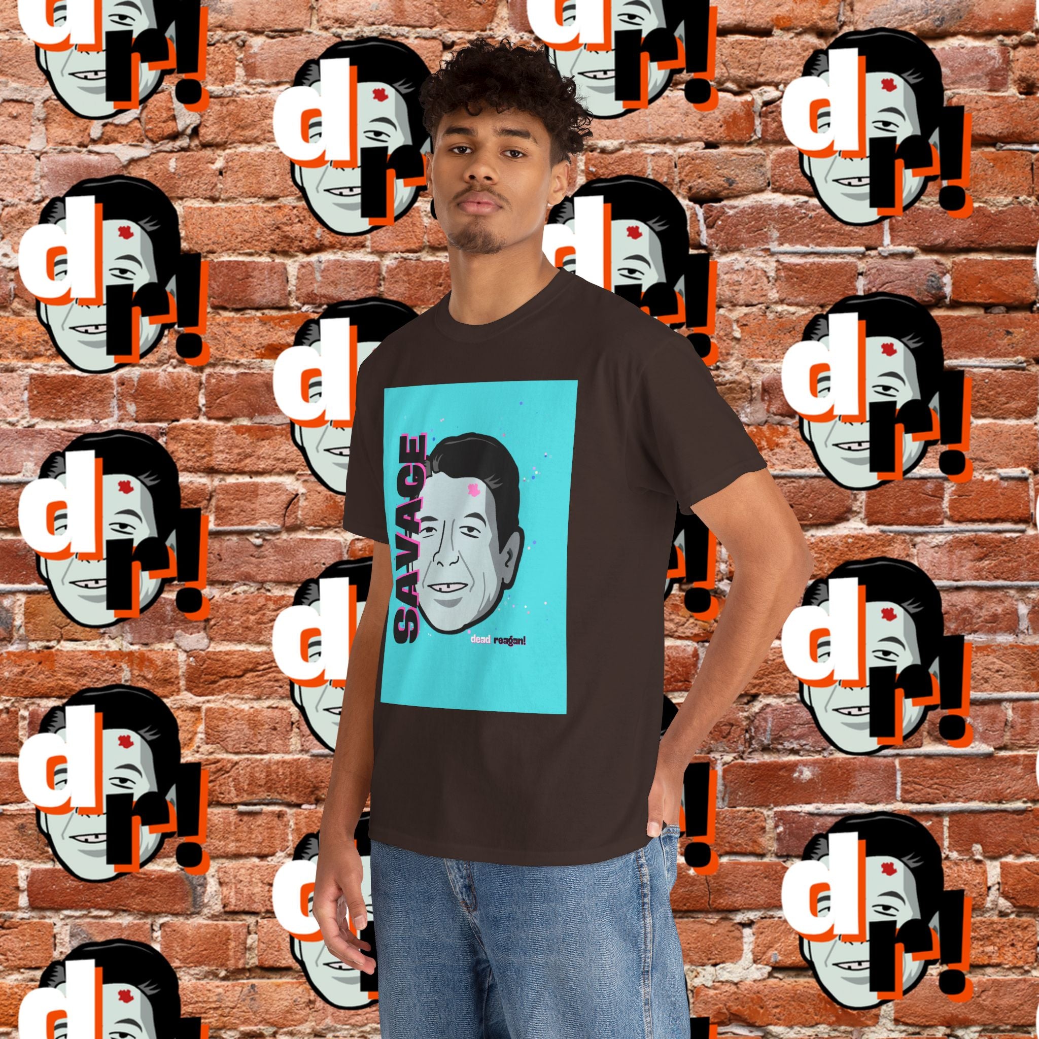 Savage Dead Reagan Graphic Tee Teal and Pink