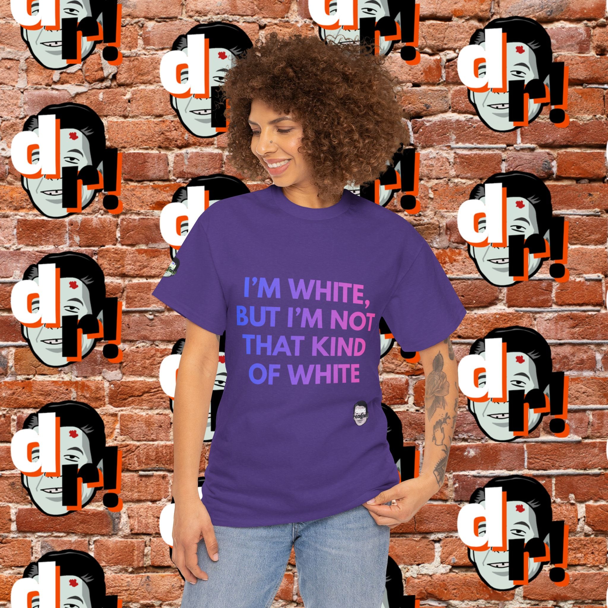 I’m White But… (Pink/Blue Gradient Letter) Unisex Heavy Cotton Tee