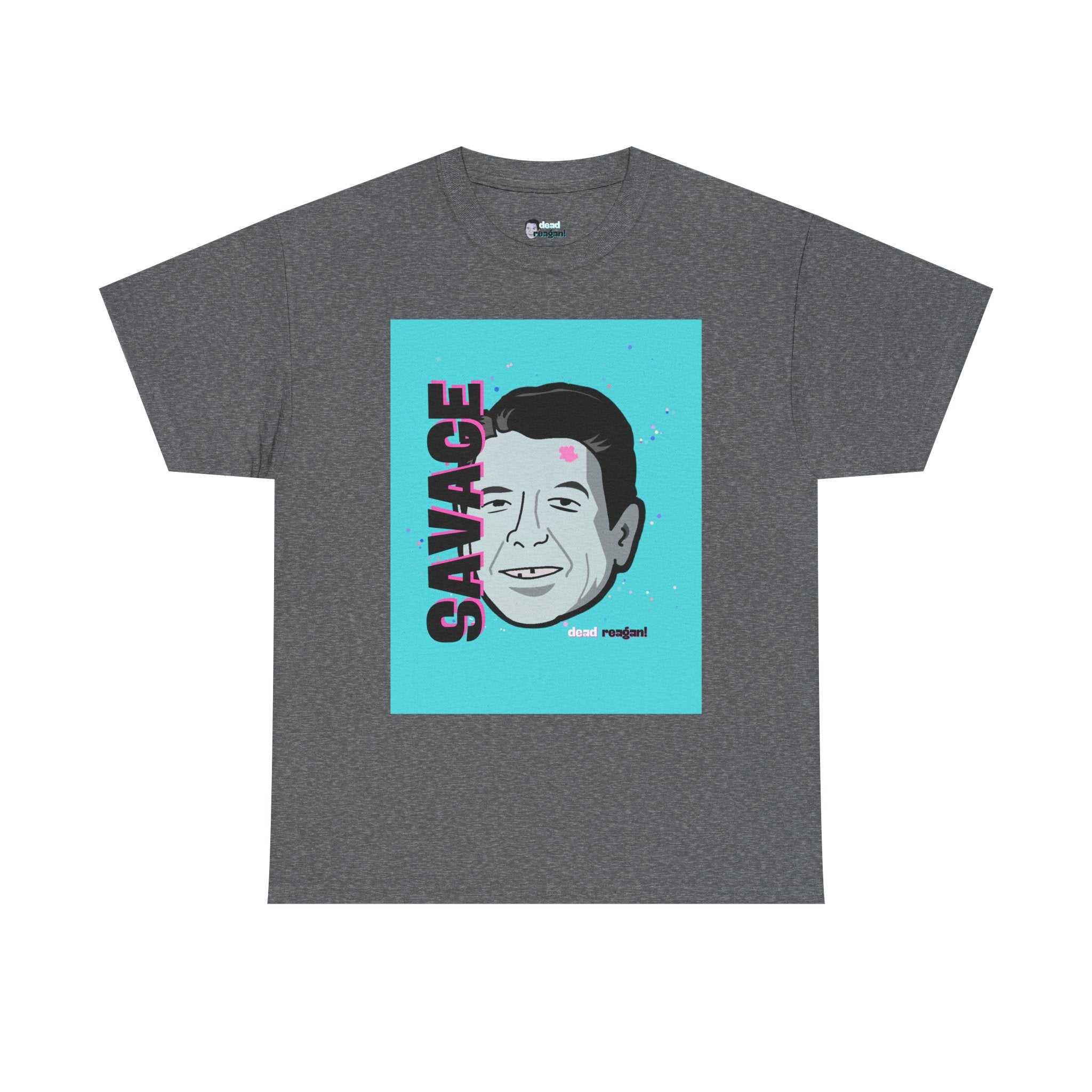 Savage Dead Reagan Graphic Tee Teal and Pink