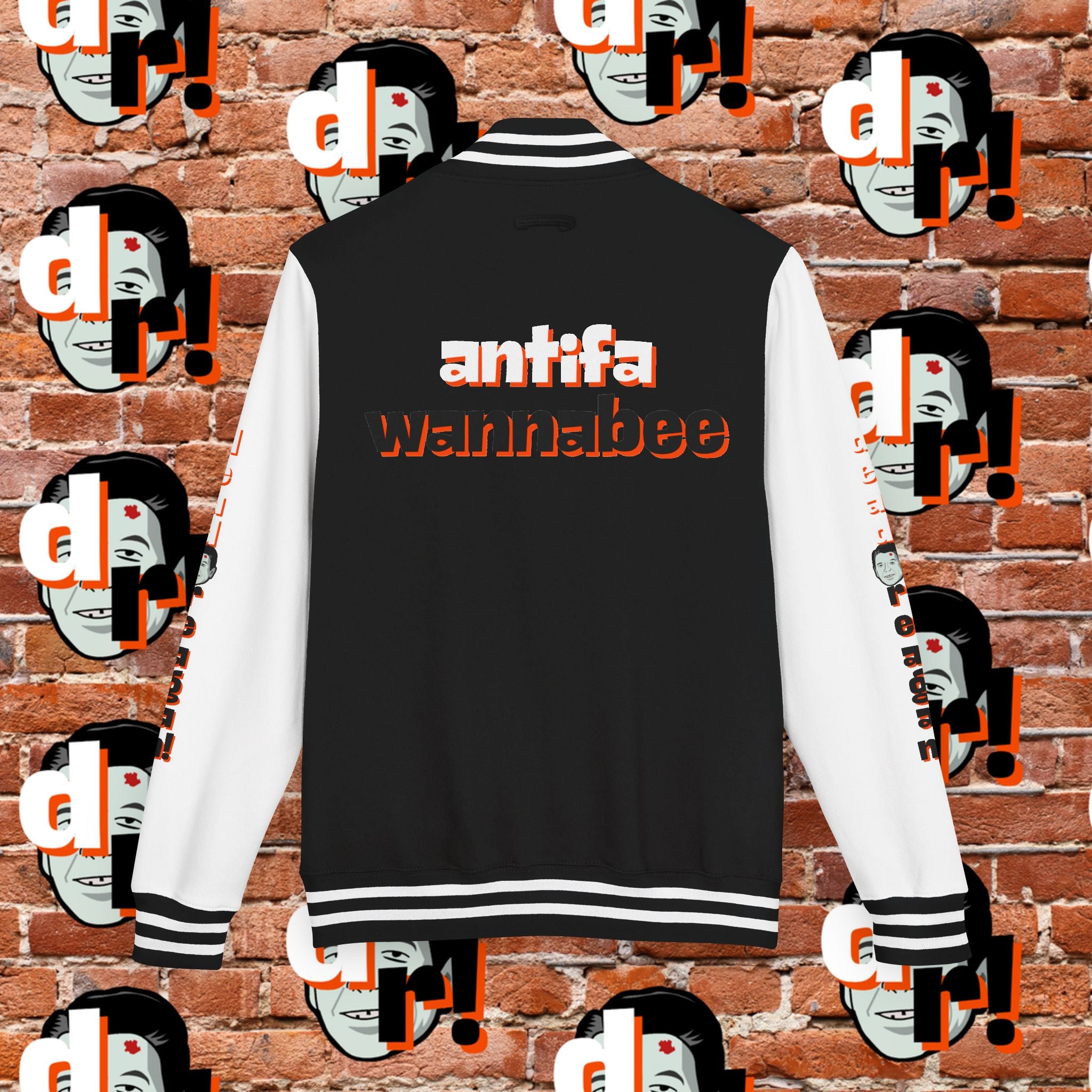 Antifa Wannabee Graphic Varsity Jacket