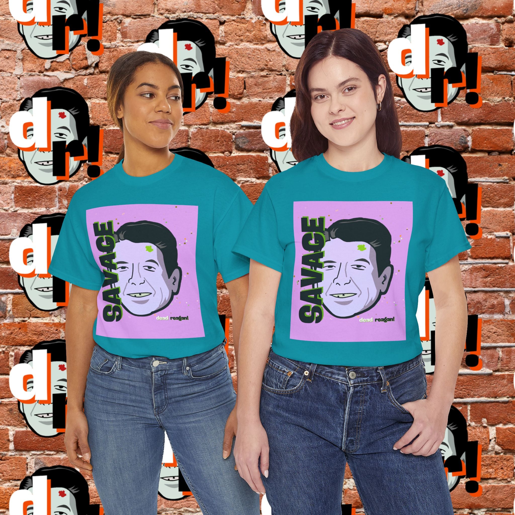 Savage Dead Reagan Graphic Tee Lavender and Lime