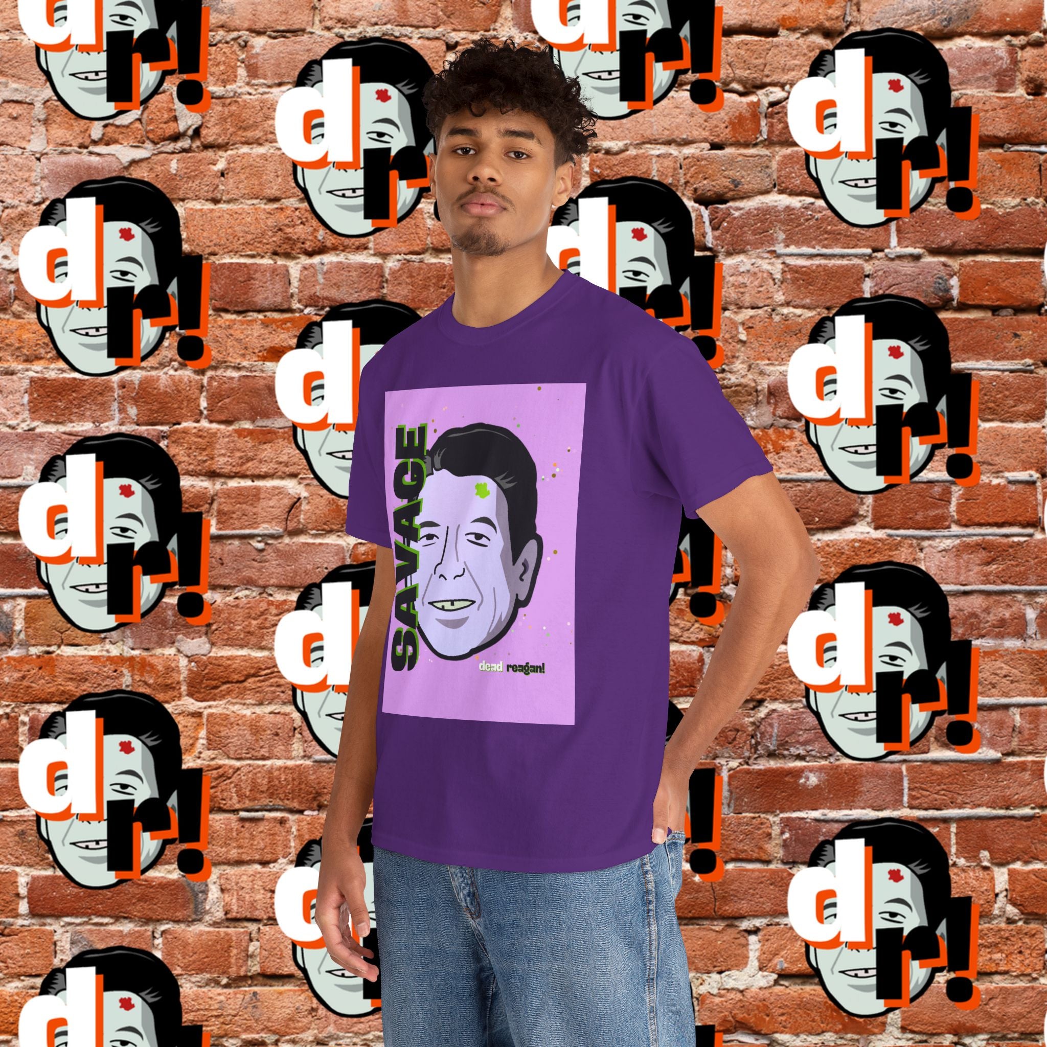 Savage Dead Reagan Graphic Tee Lavender and Lime