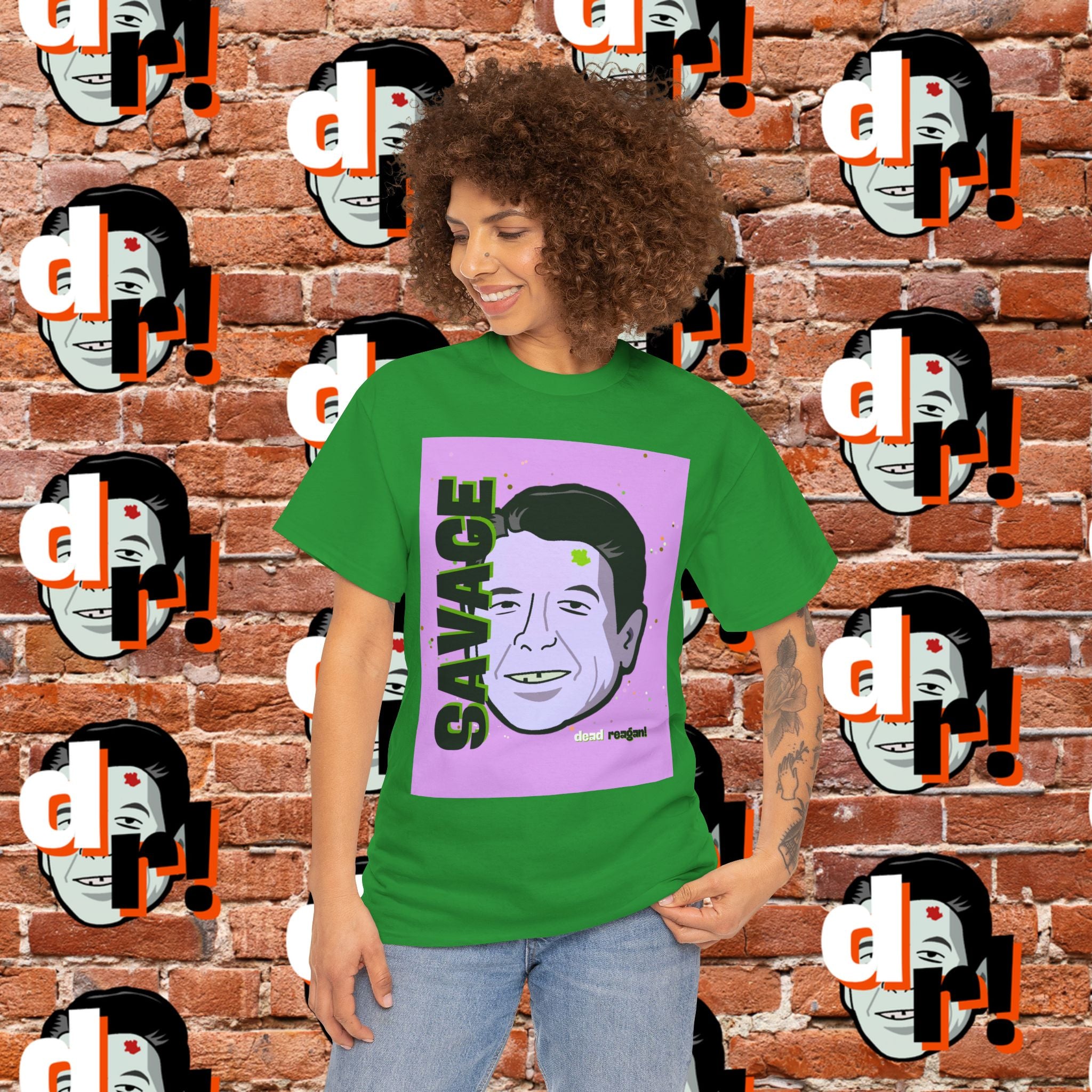 Savage Dead Reagan Graphic Tee Lavender and Lime