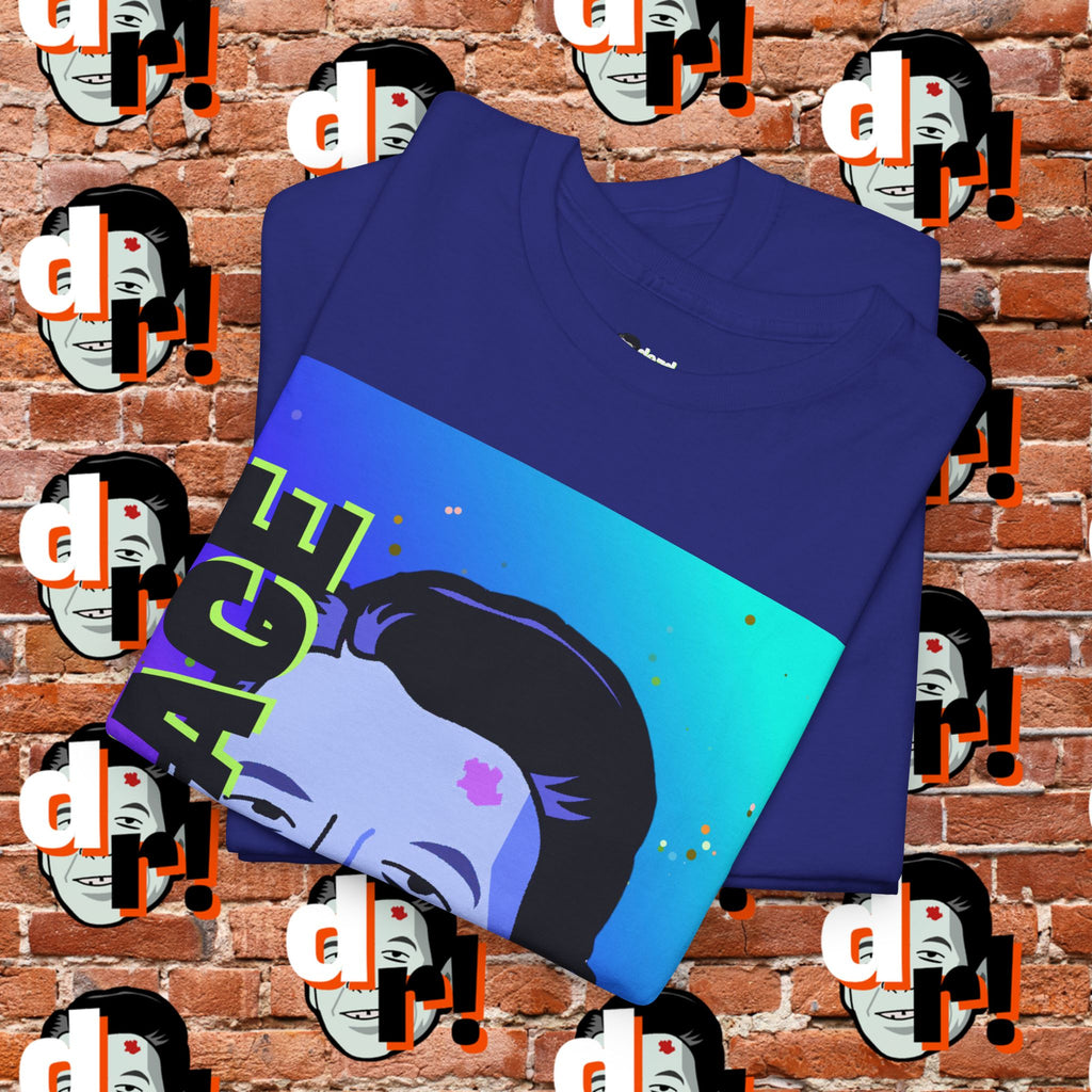 Savage Dead Reagan Graphic Tee Teal and Pink Gradient