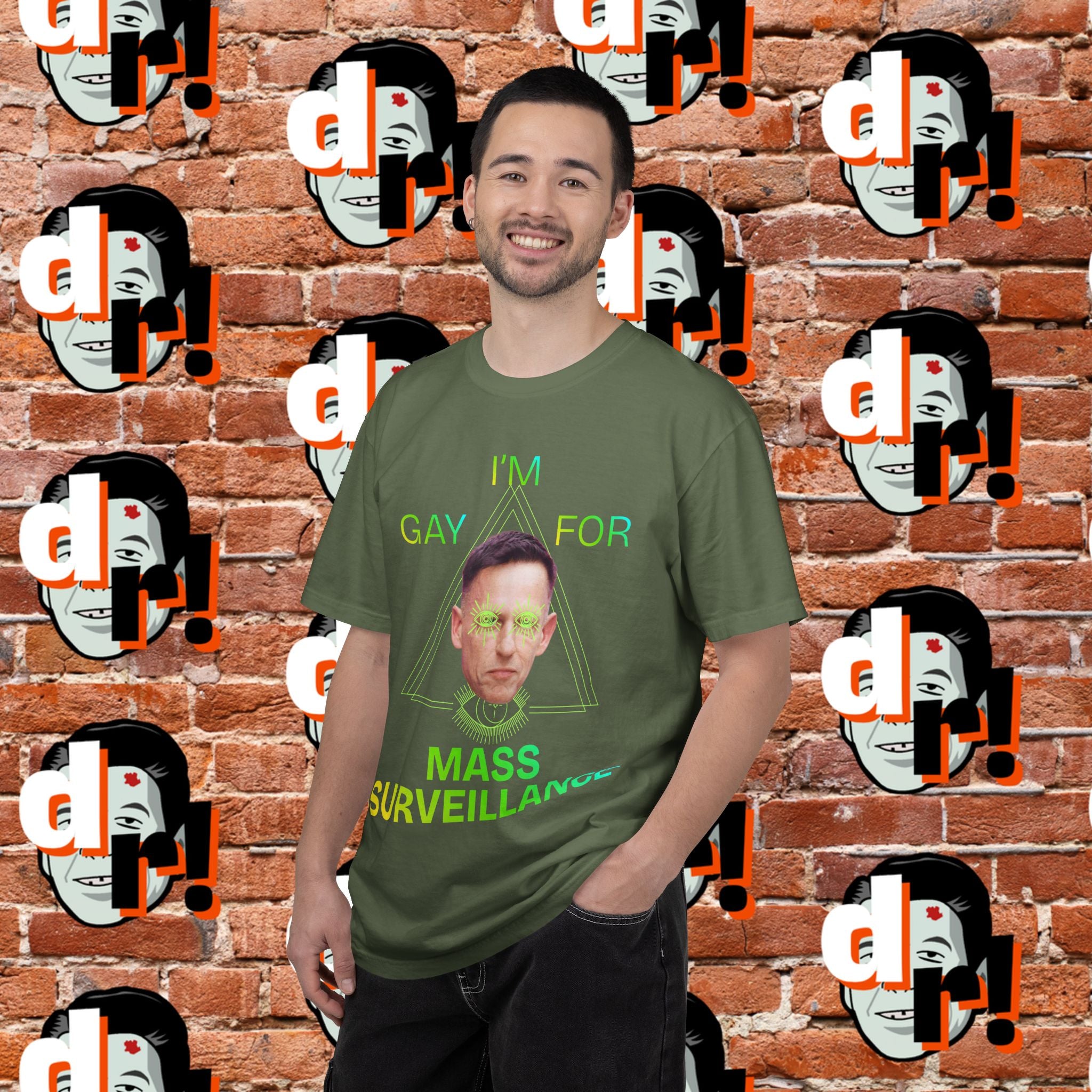 Gay for Mass Surveillance (Lime) Cotton T- Shirt