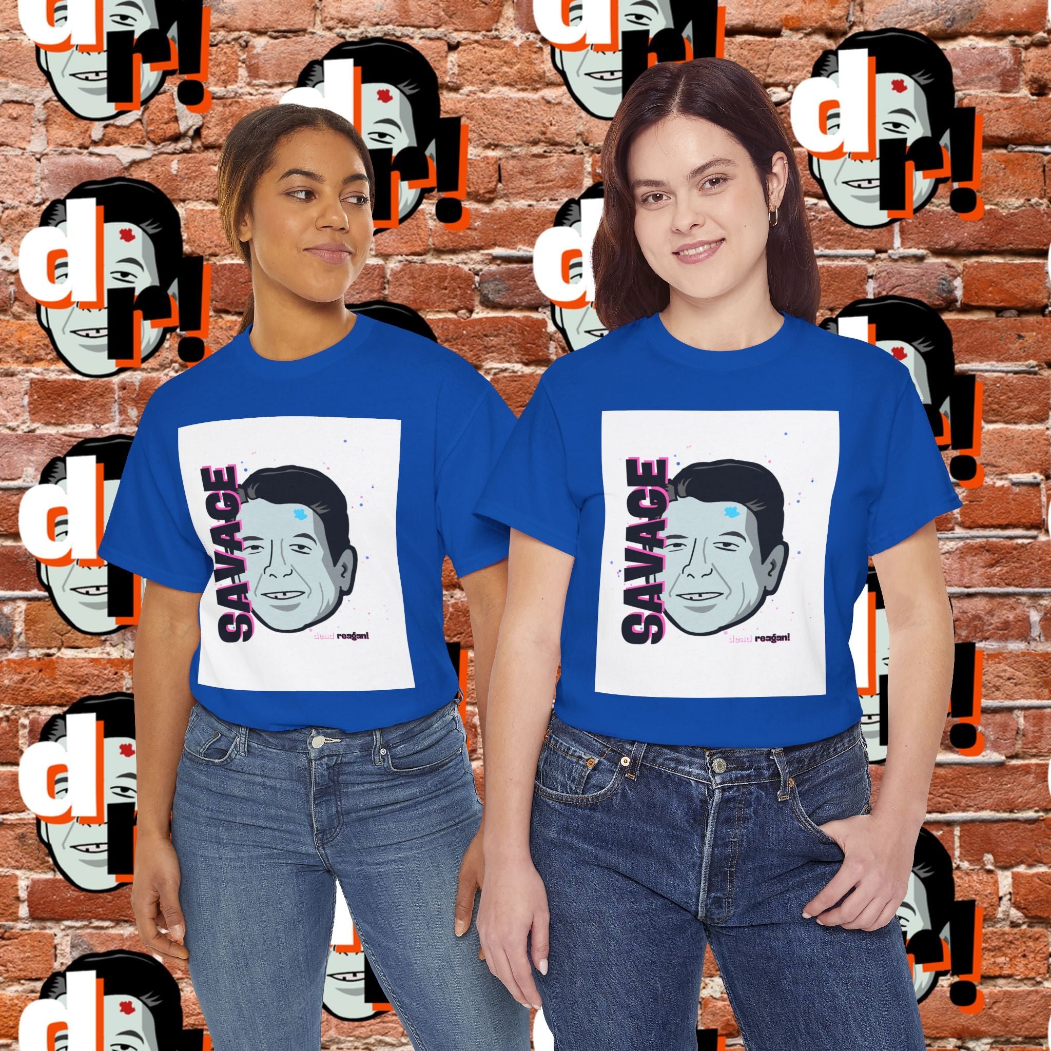 Savage Dead Reagan Graphic Tee White Pink