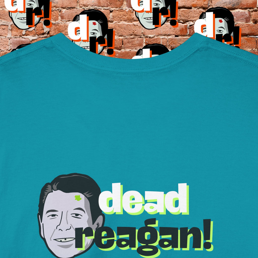 Savage Dead Reagan Graphic Tee Teal and Pink Gradient