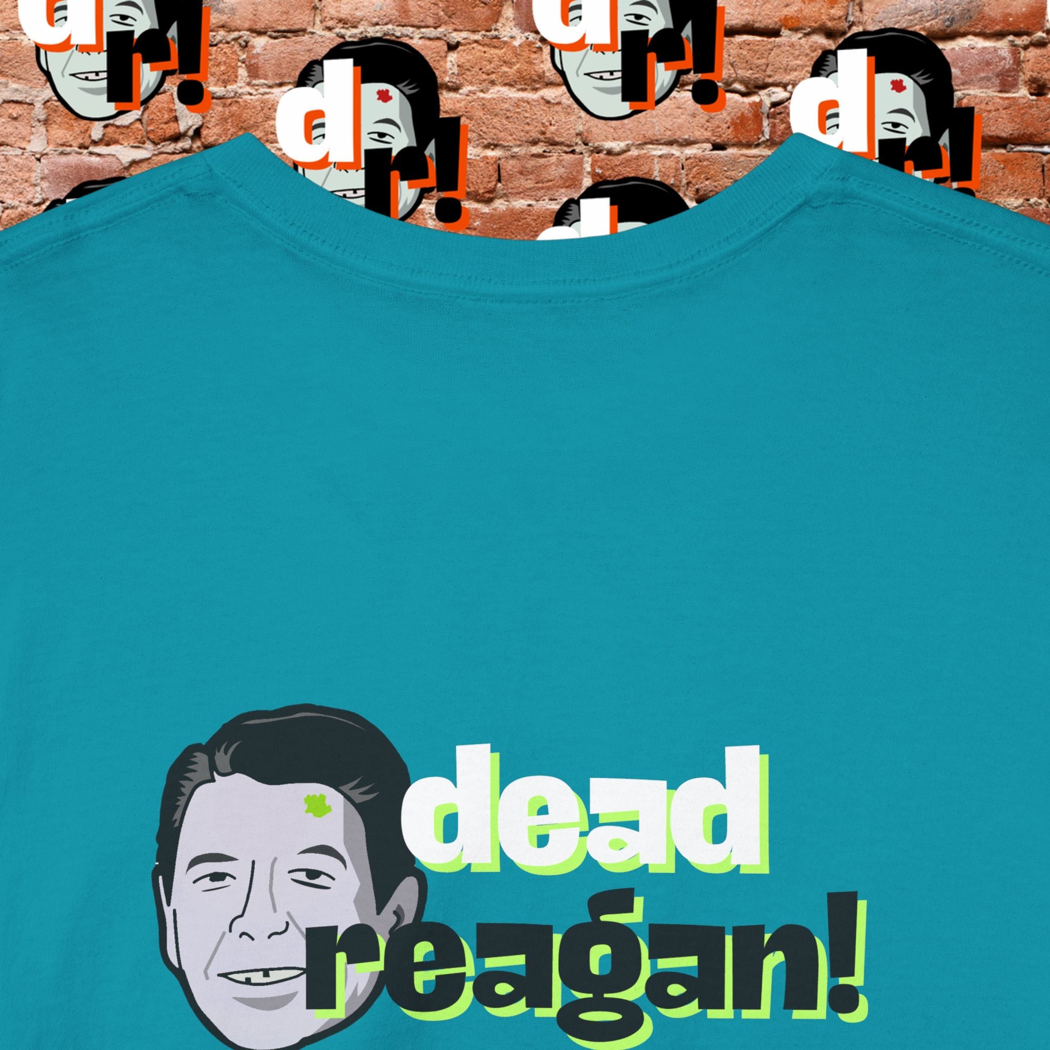 Savage Dead Reagan Graphic Tee Teal and Pink Gradient