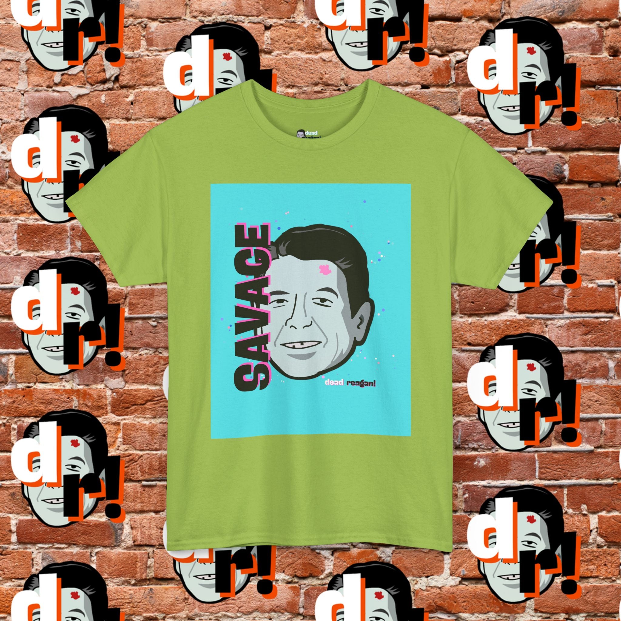 Savage Dead Reagan Graphic Tee Teal and Pink